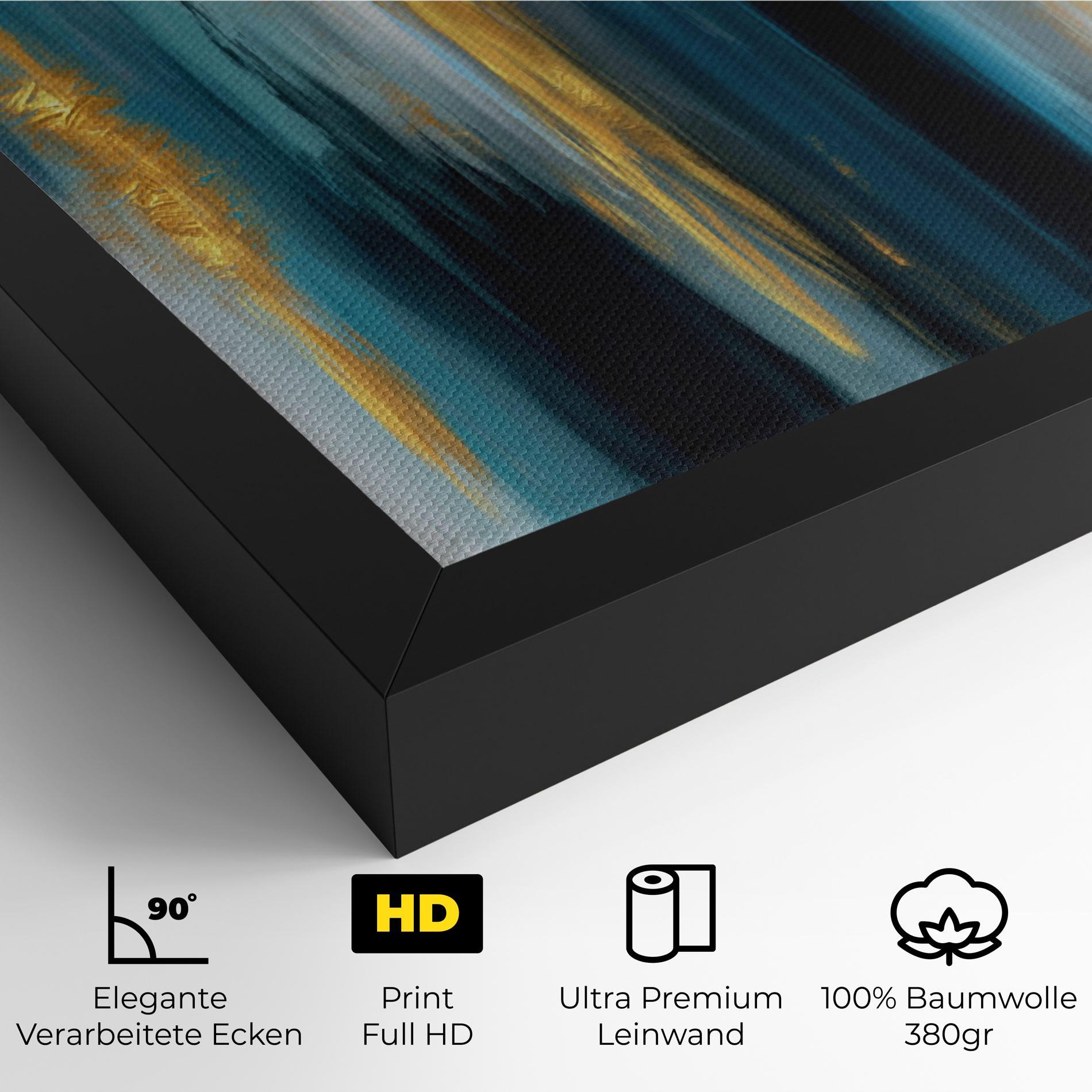 Leinwandbild Golden Black Blue Art mockup 4