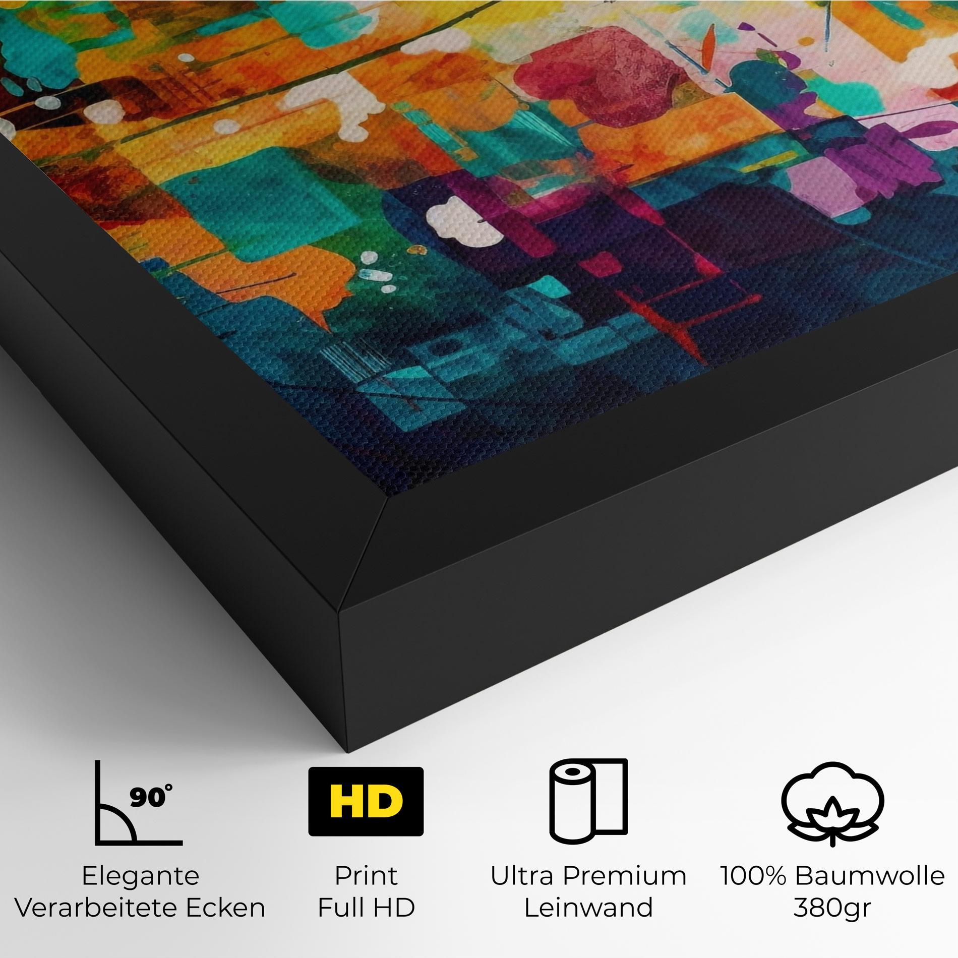 Leinwandbild Vibrant Colors On Blue Background mockup 4