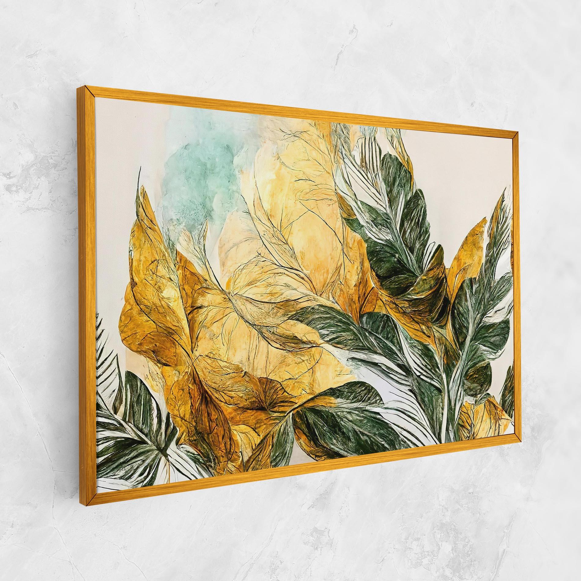 Leinwandbild Gold And Green Leafes mockup 1