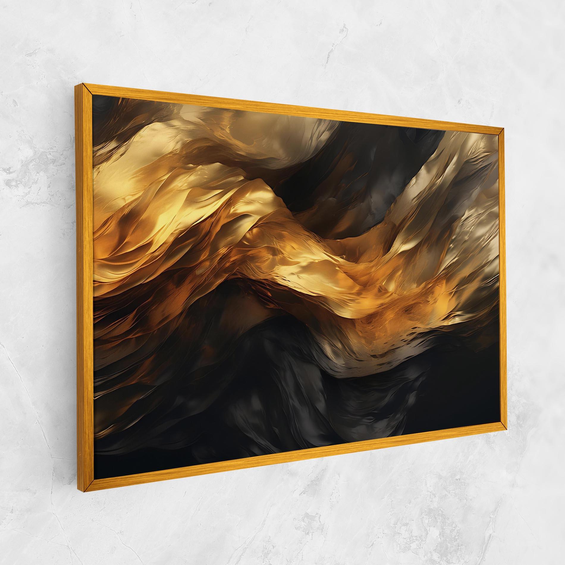 Leinwandbild Golden Waves With Black mockup 1