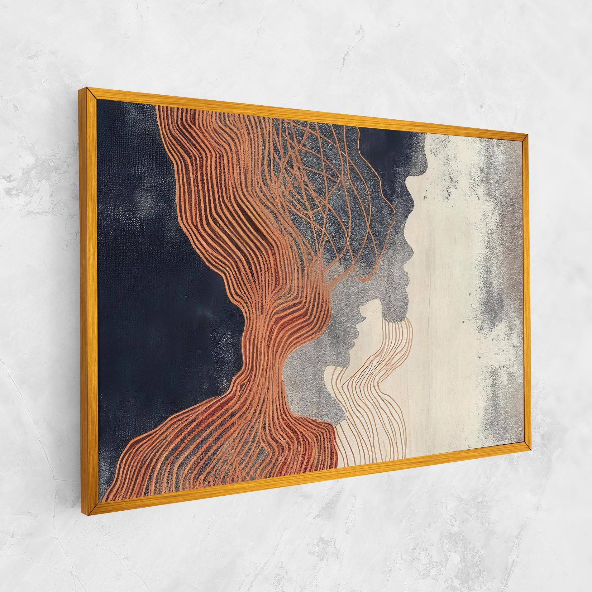 Leinwandbild Orange Lines On Blue mockup 1