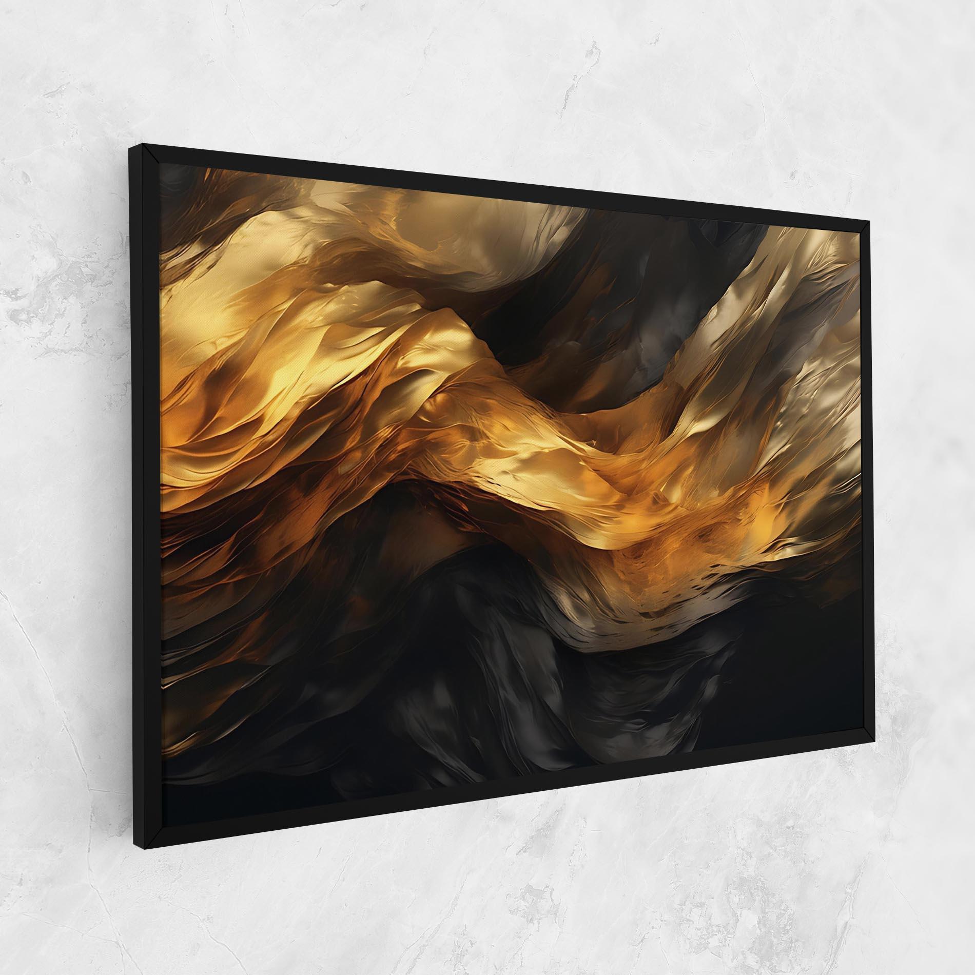 Leinwandbild Golden Waves With Black mockup 1