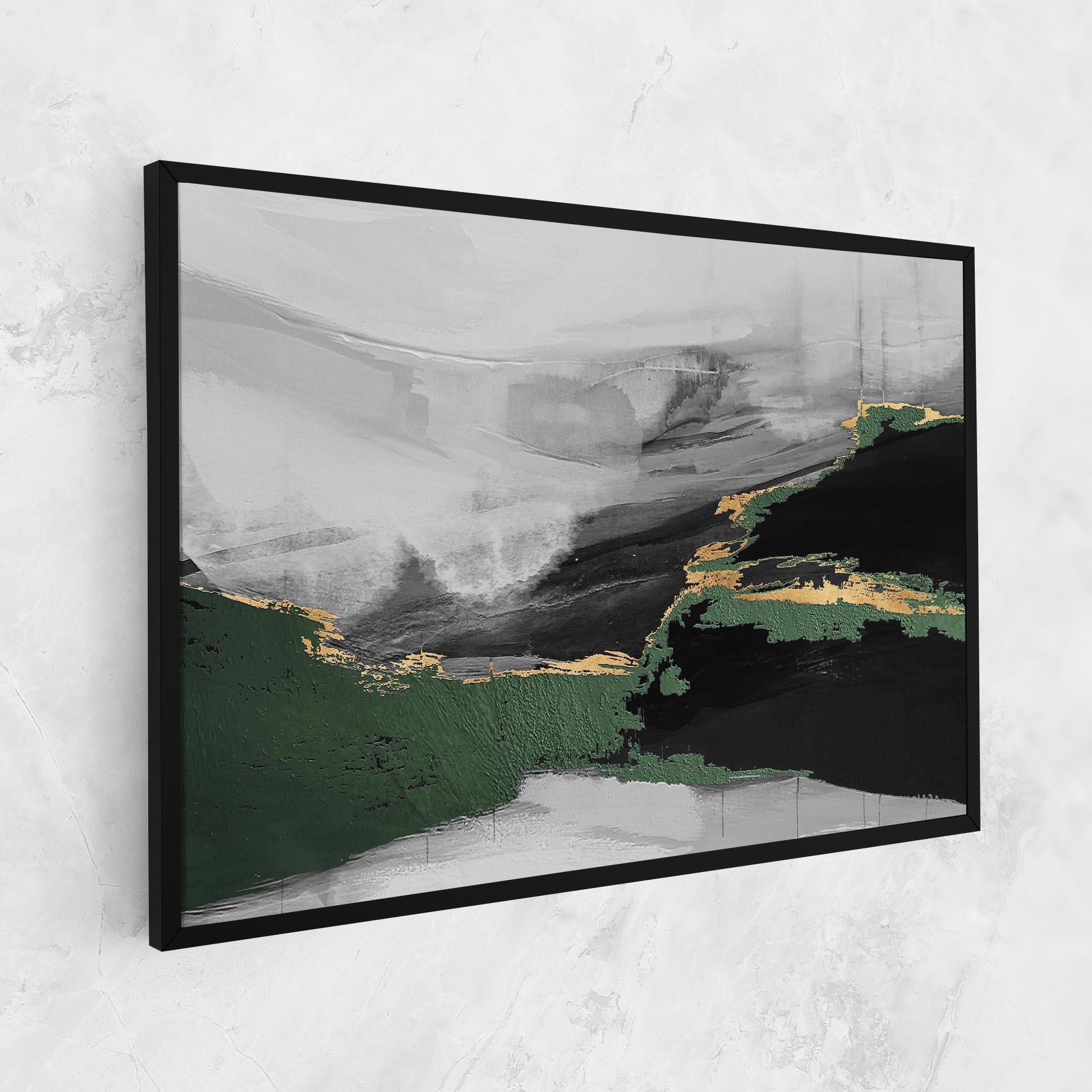 Leinwandbild Grey With Green Painting mockup 1