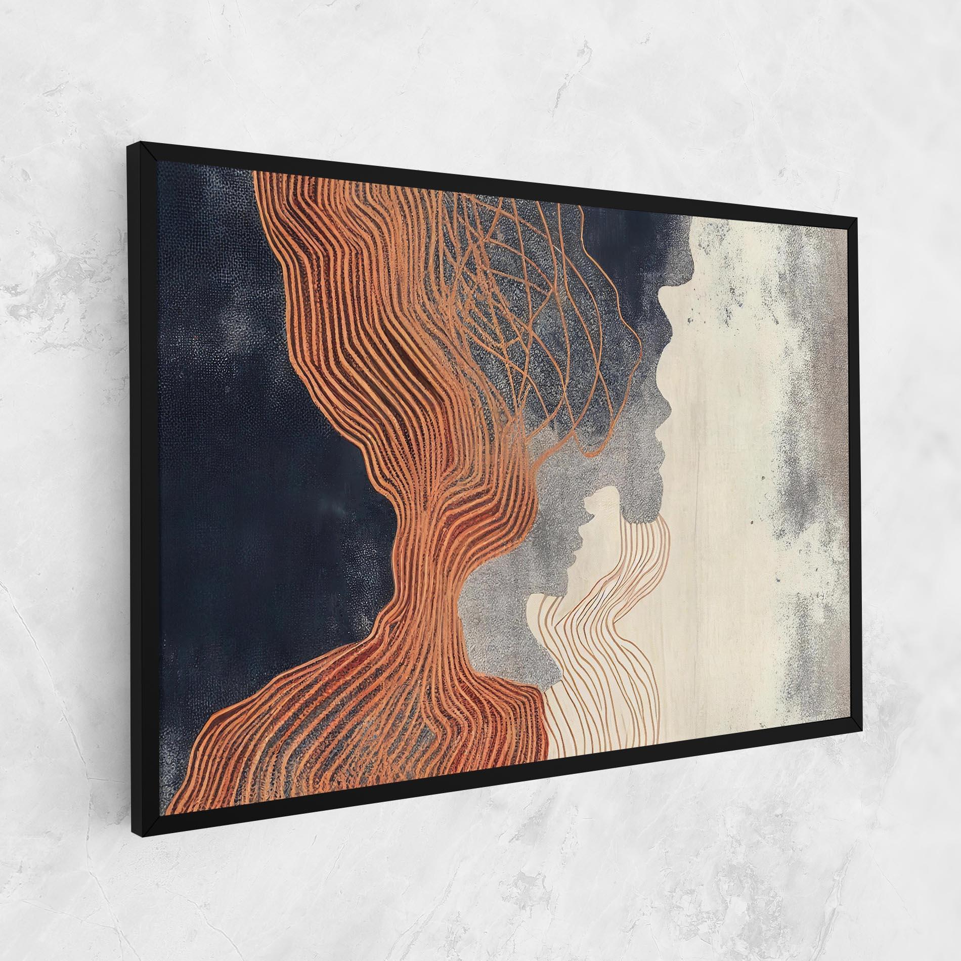 Leinwandbild Orange Lines On Blue mockup 1