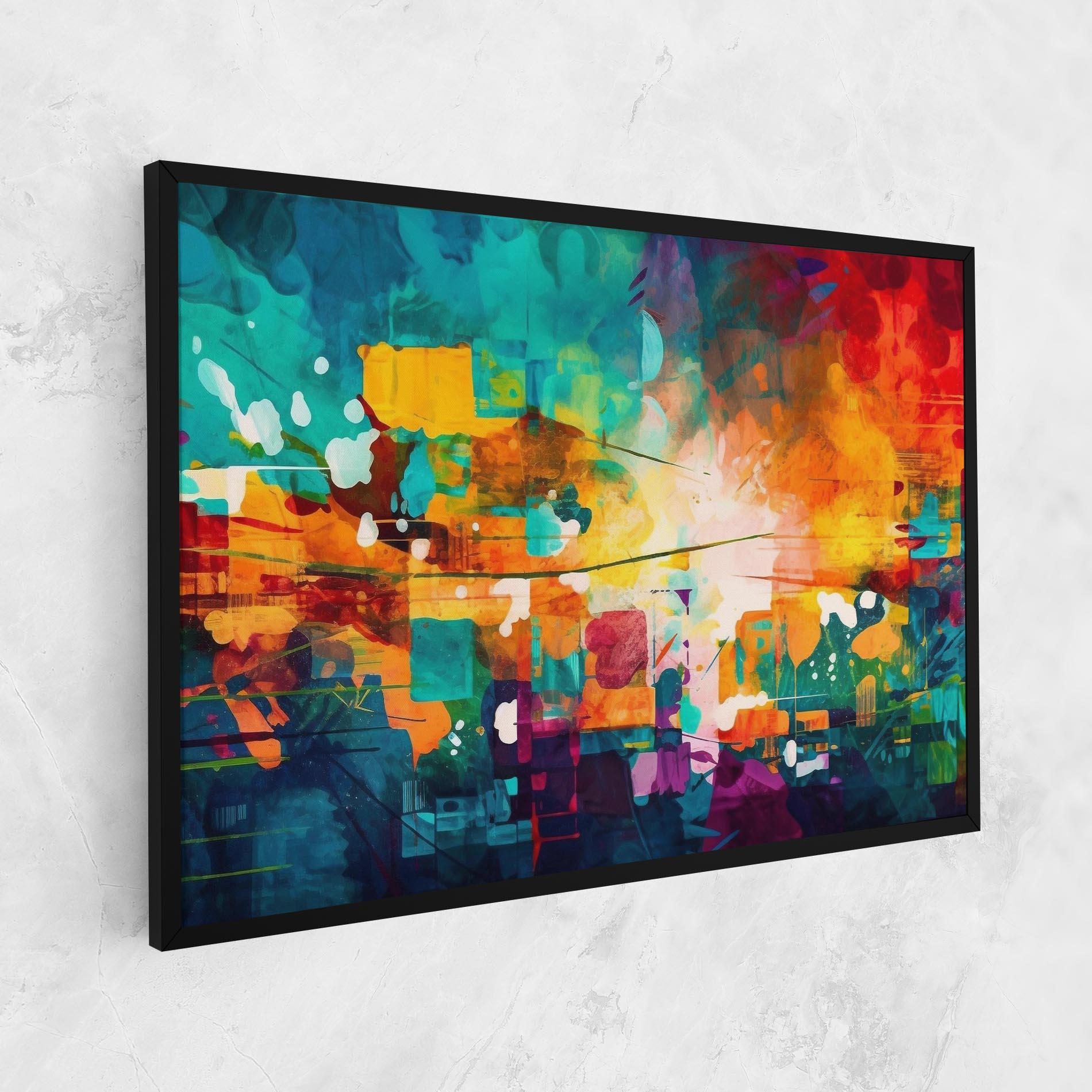 Leinwandbild Vibrant Colors On Blue Background mockup 1