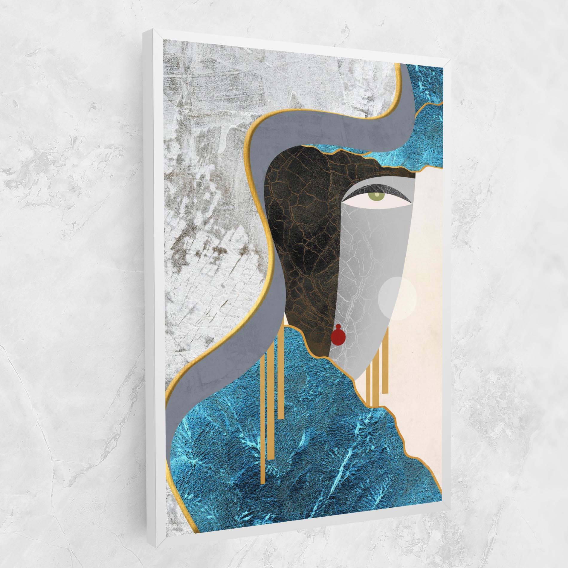 Leinwandbild Abstract Blue Face mockup 1