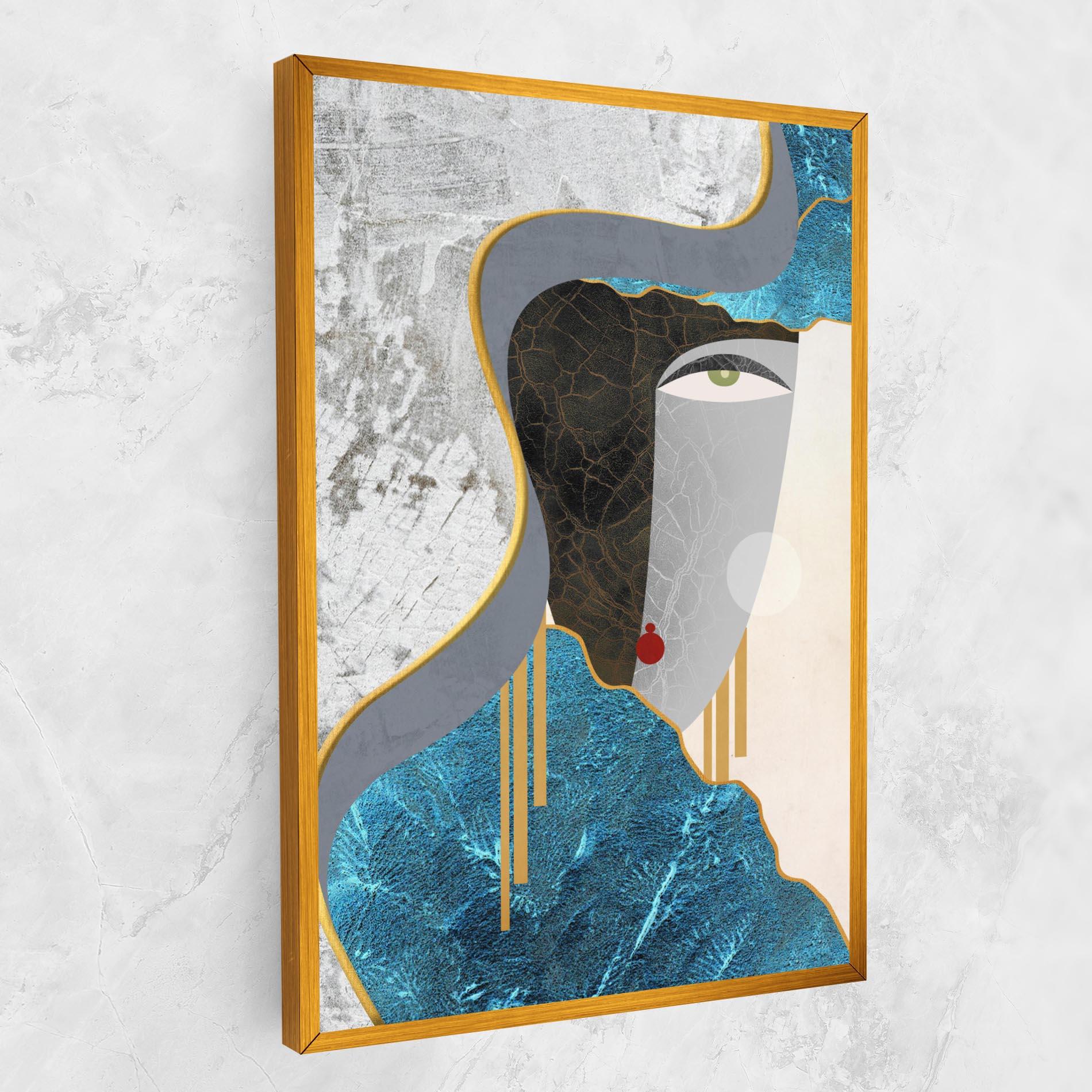 Leinwandbild Abstract Blue Face mockup 1