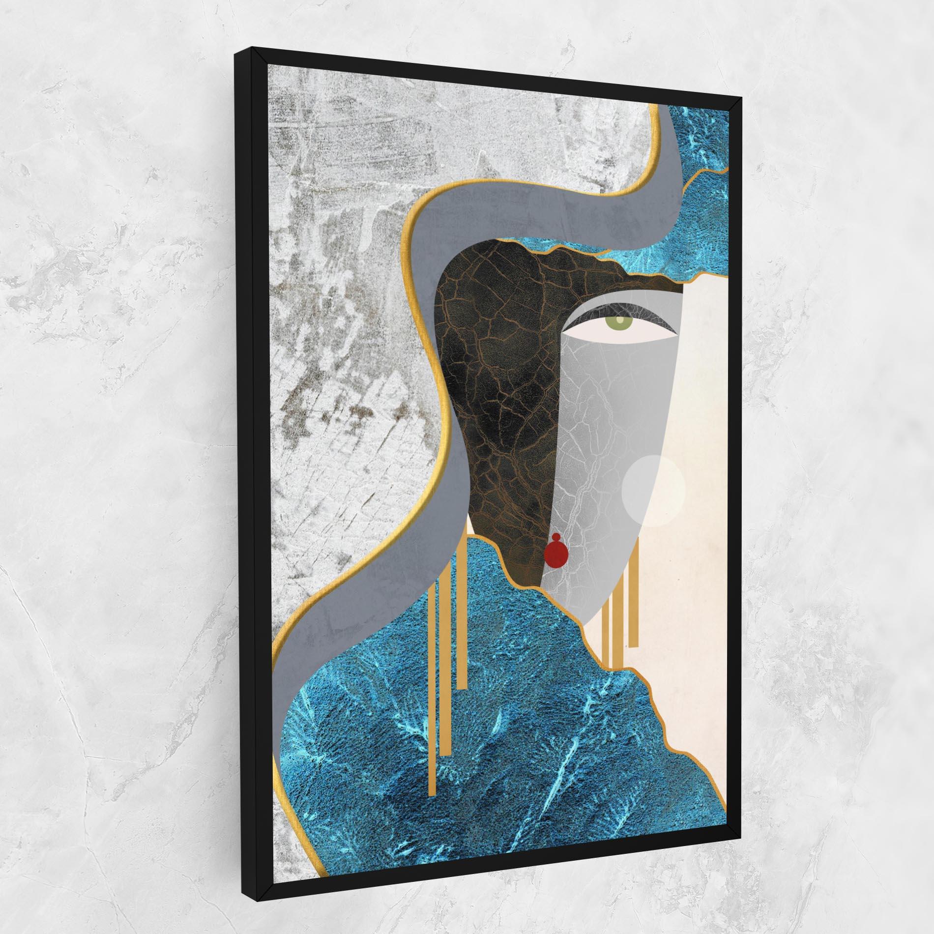 Leinwandbild Abstract Blue Face mockup 1