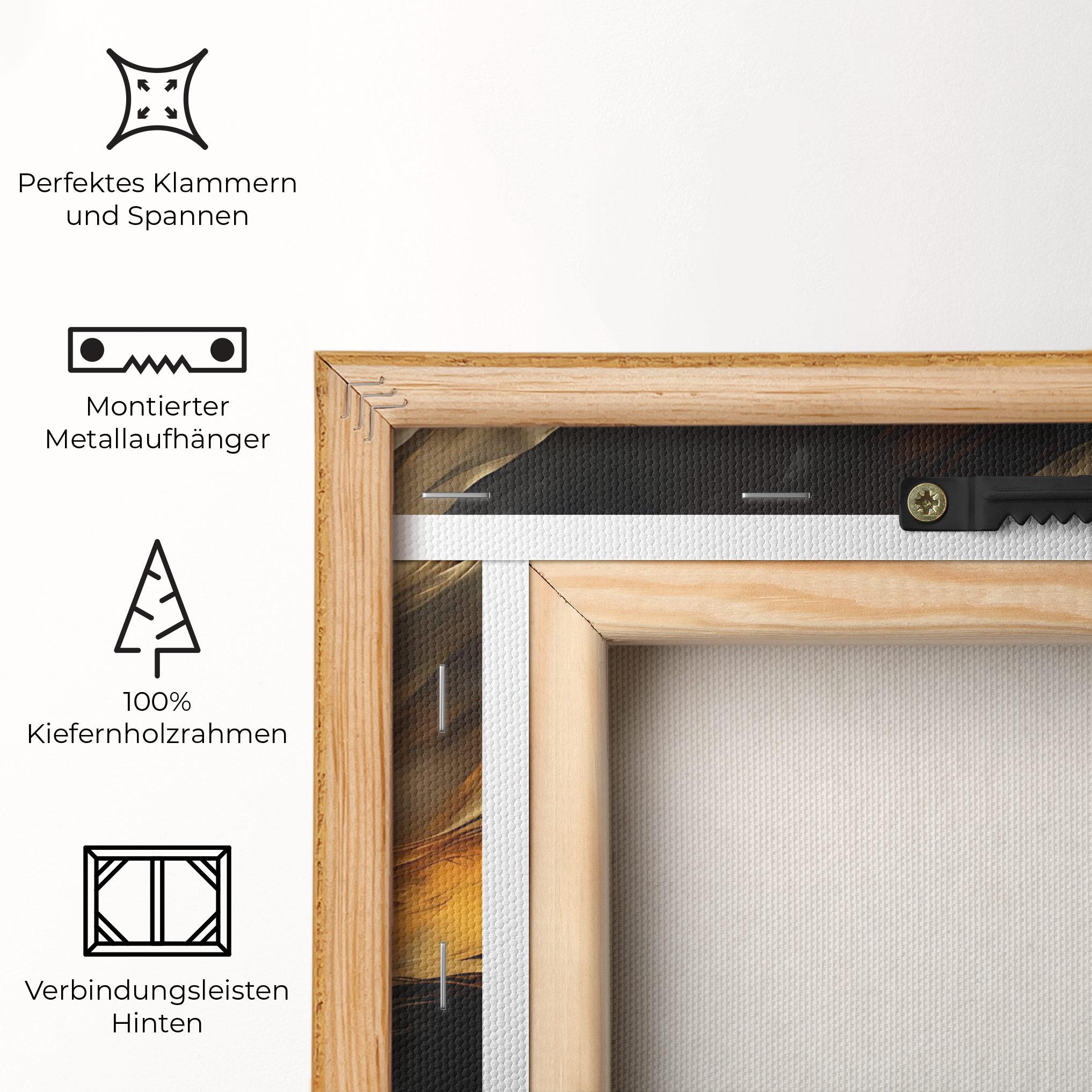 Leinwandbild Golden Waves With Black mockup 5