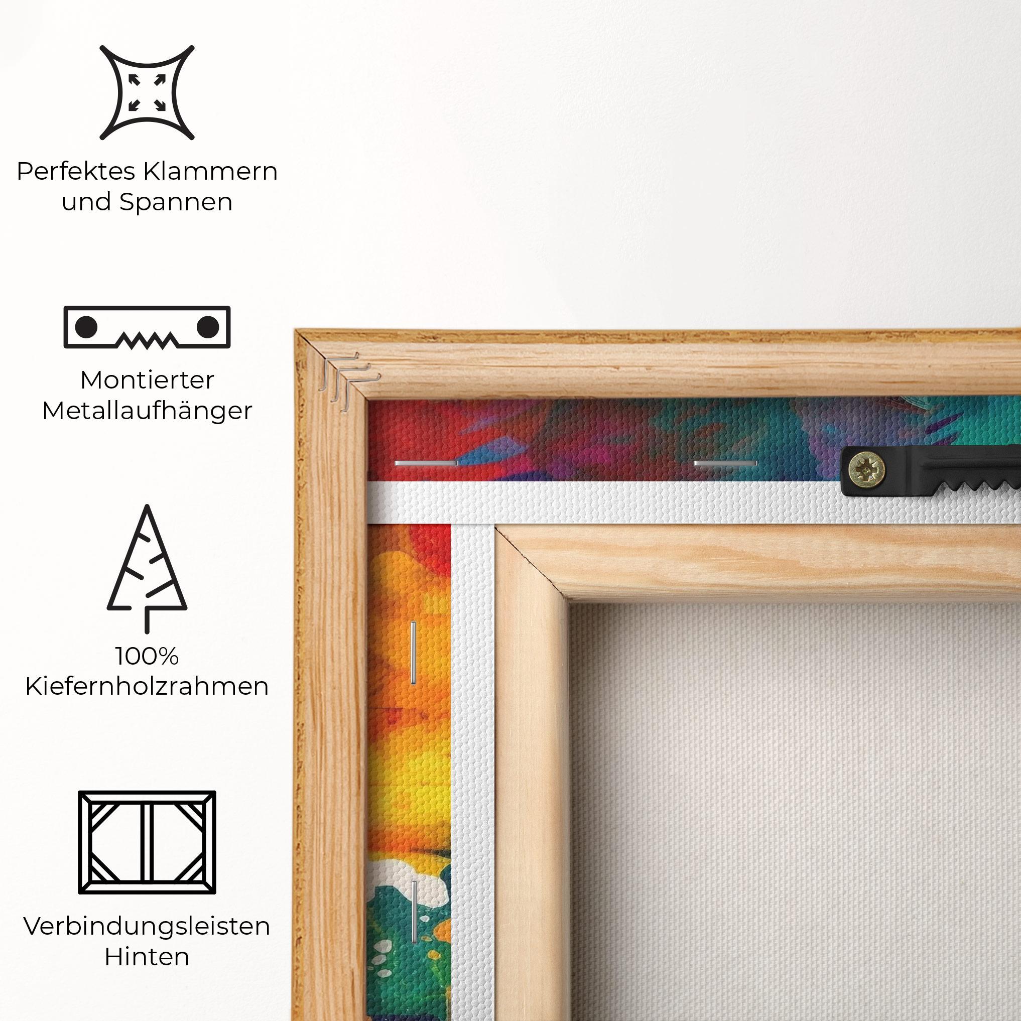 Leinwandbild Vibrant Colors On Blue Background mockup 5