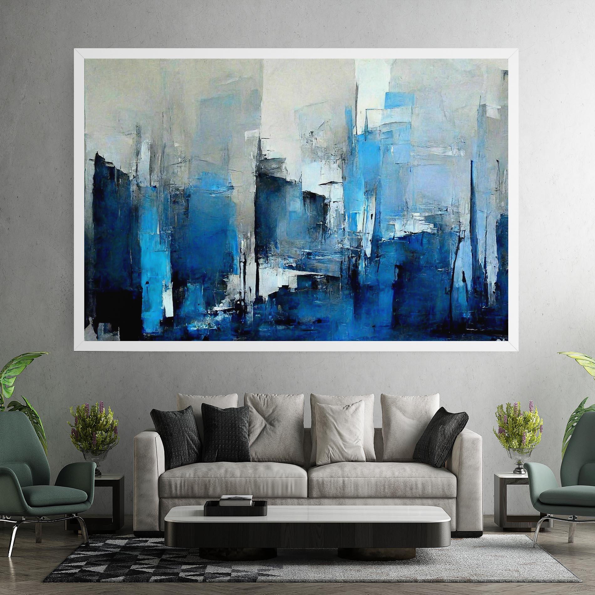 Leinwandbild Blue Gray Color mockup 7