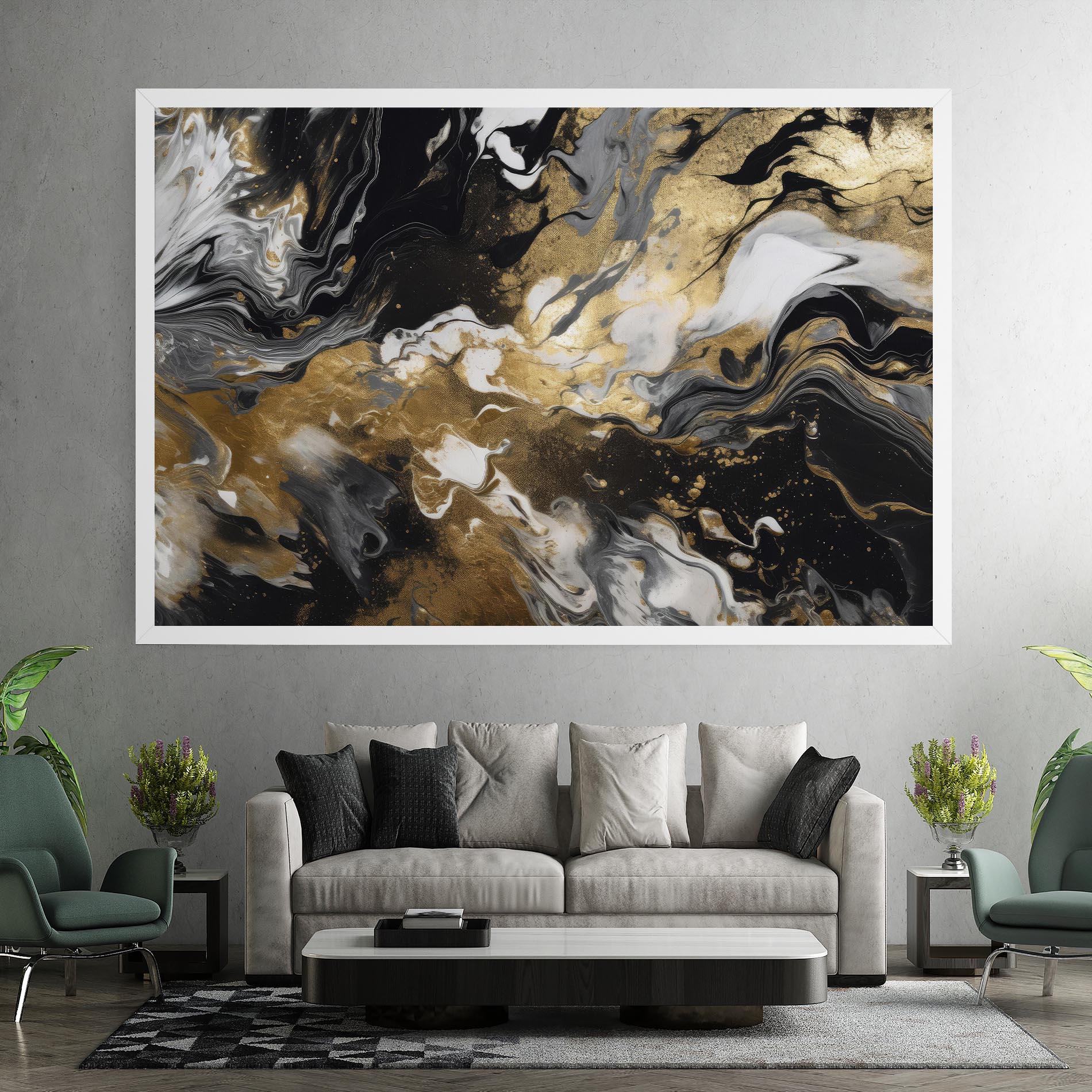 Leinwandbild Gold Acrylic Fluid mockup 7