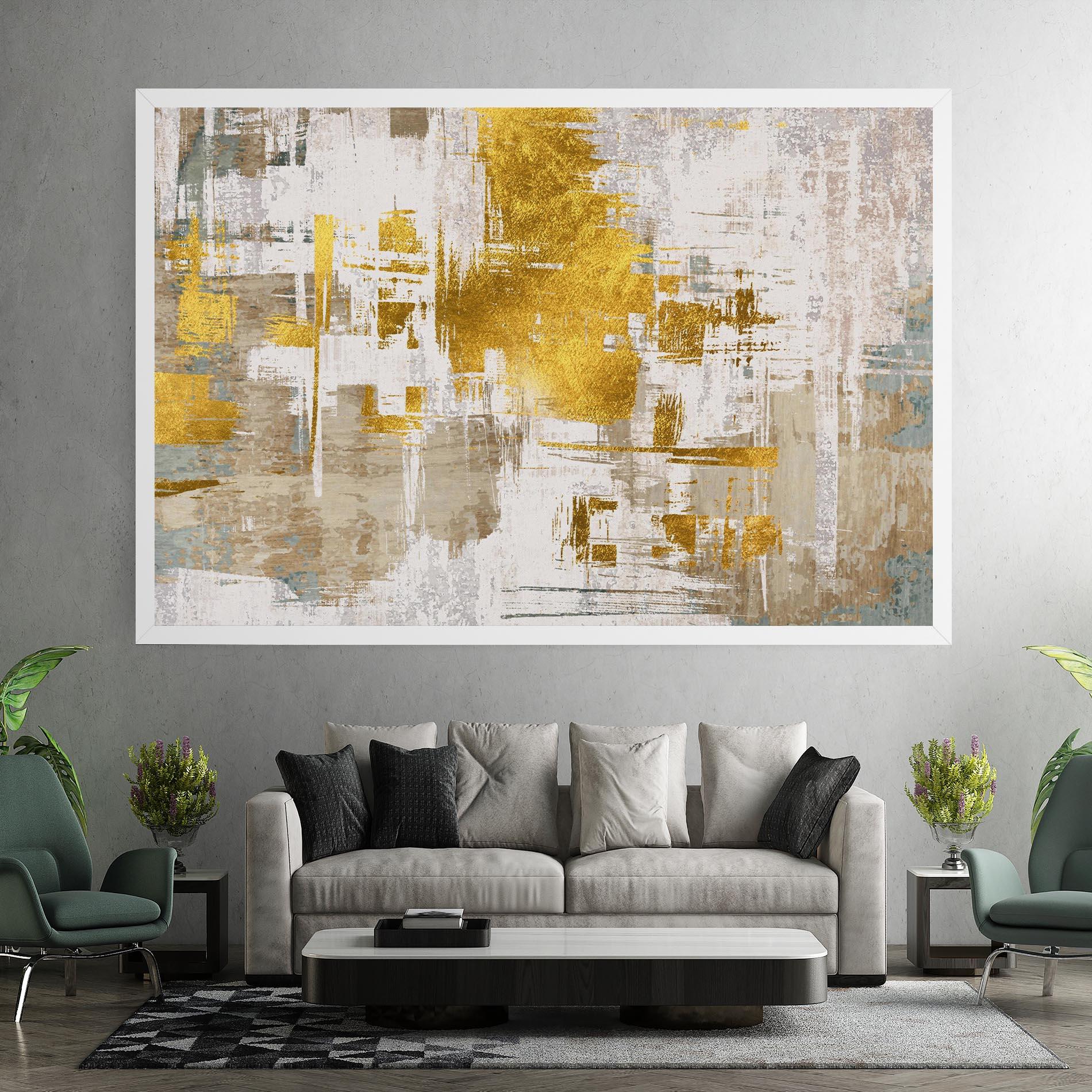 Leinwandbild Gold And White Brush mockup 7