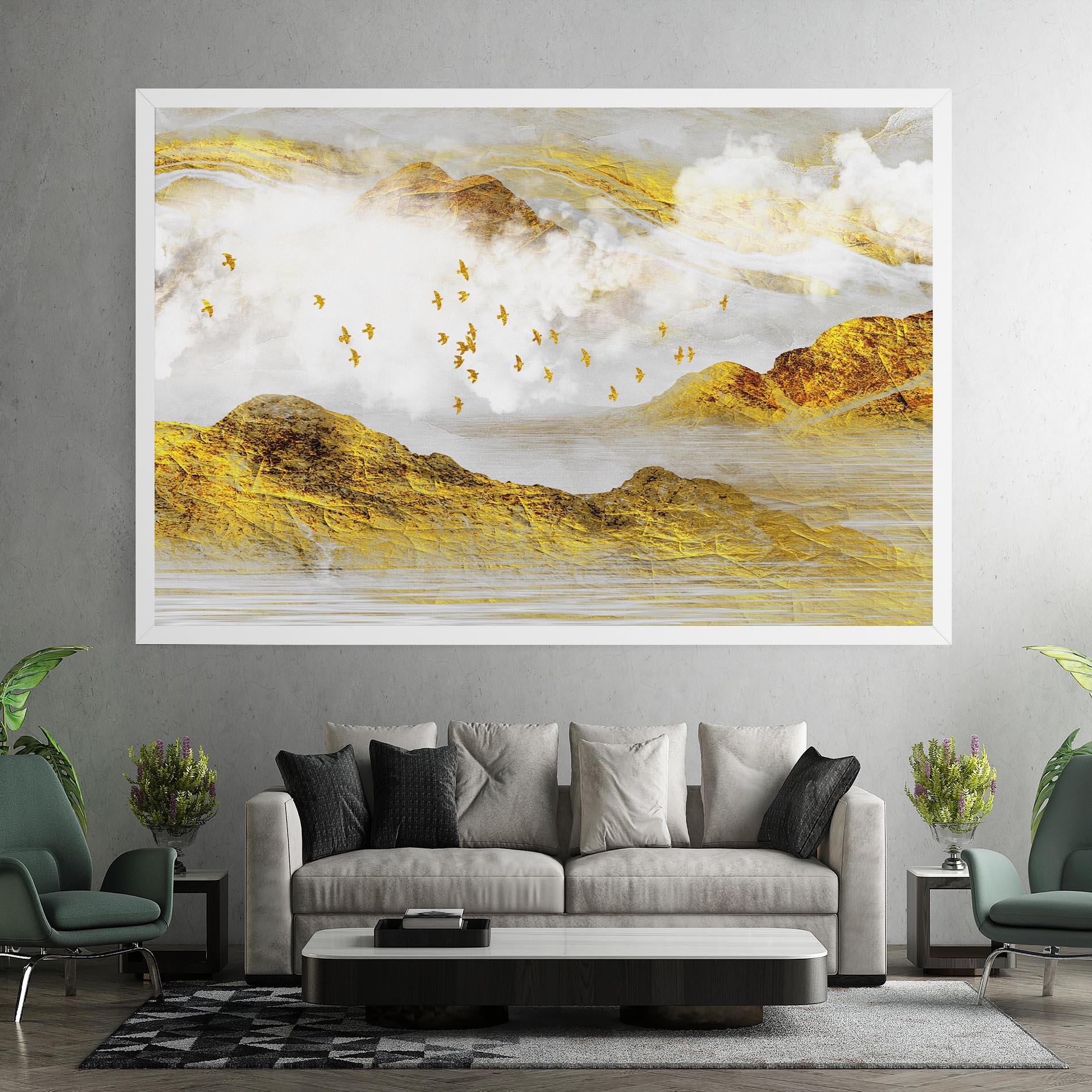 Leinwandbild Gold Mountains Abstract mockup 7