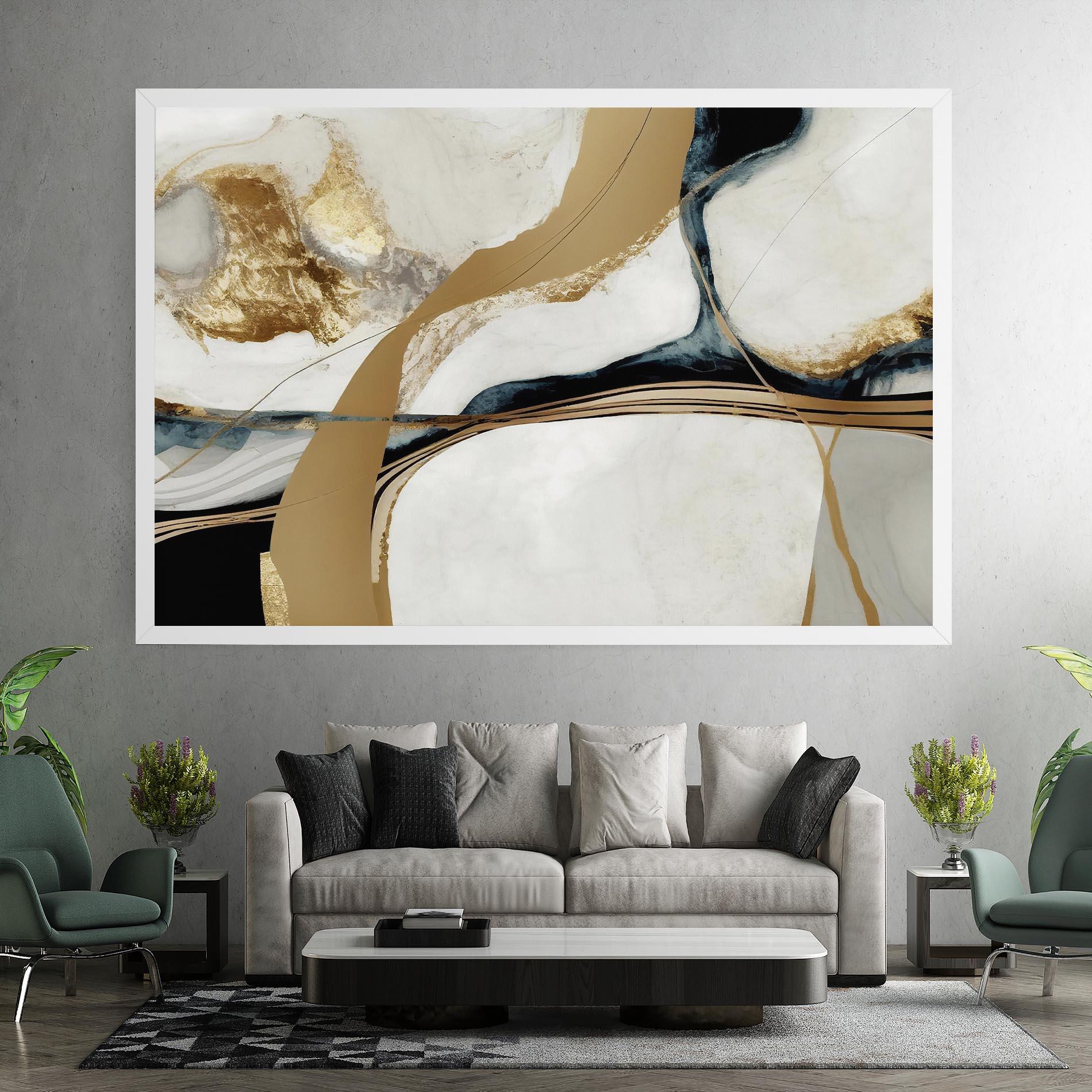 Leinwandbild Golden Blue Marble mockup 7