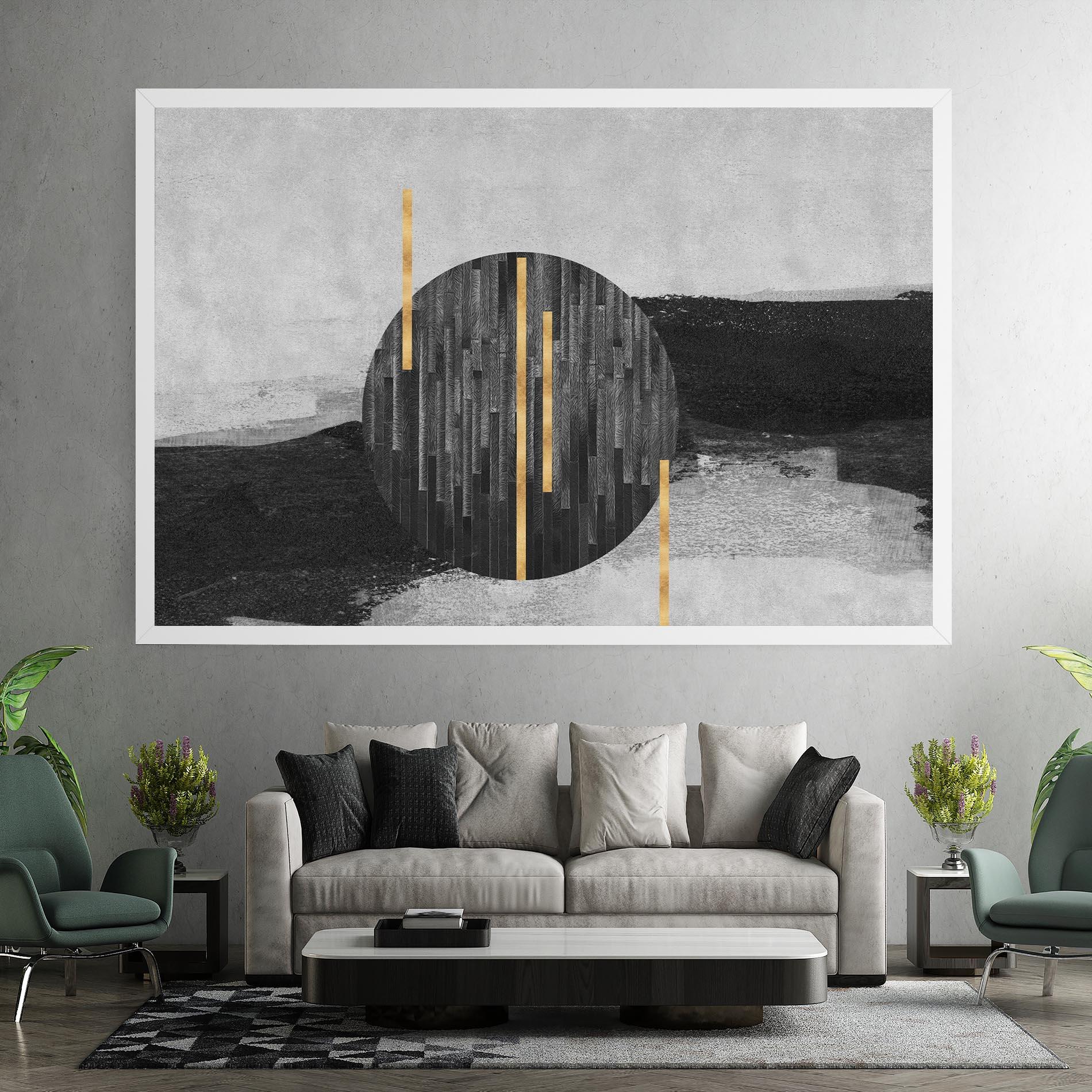 Leinwandbild Modern Circle With Gold mockup 7