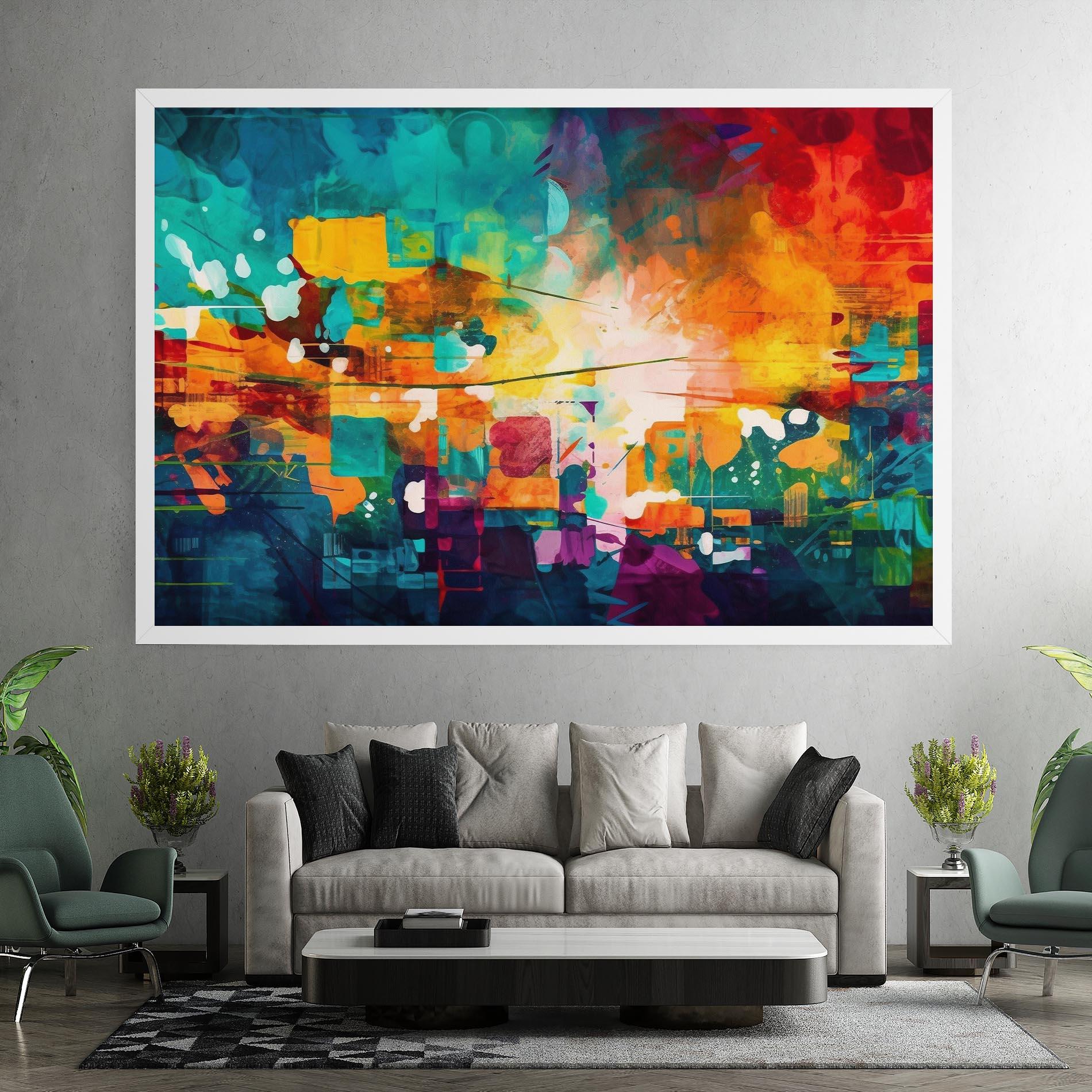 Leinwandbild Vibrant Colors On Blue Background mockup 7