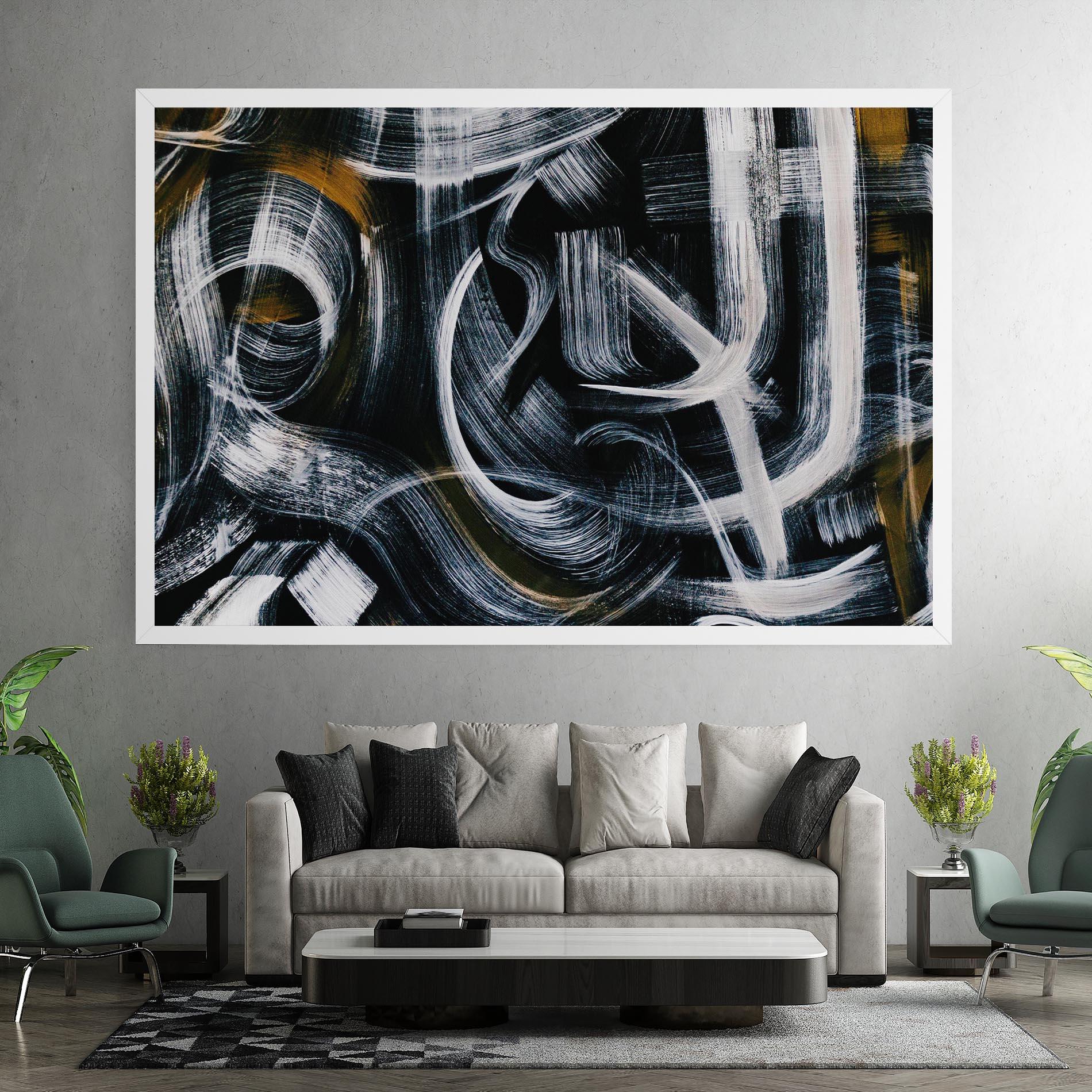 Leinwandbild White Brush Lines mockup 7