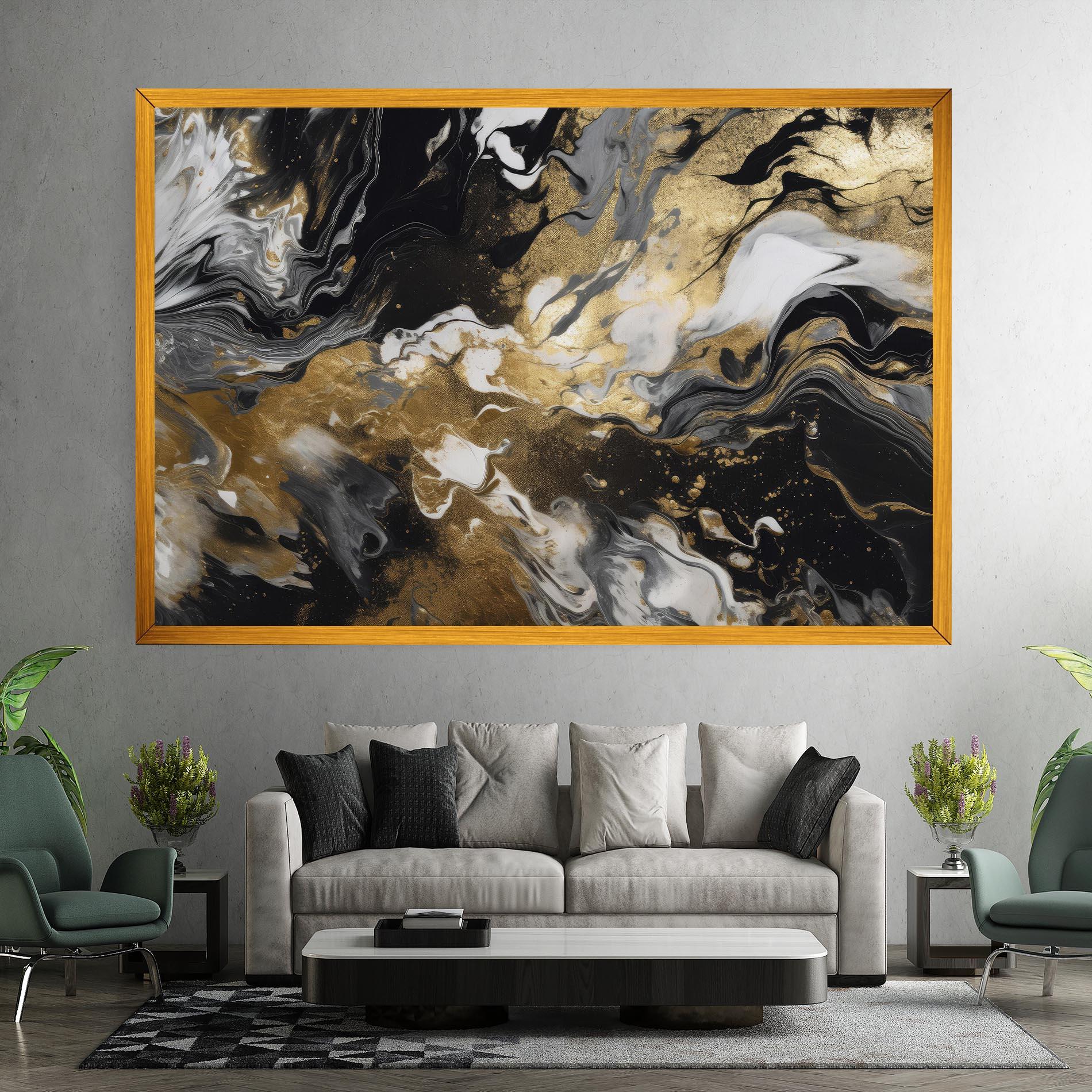 Leinwandbild Gold Acrylic Fluid mockup 7