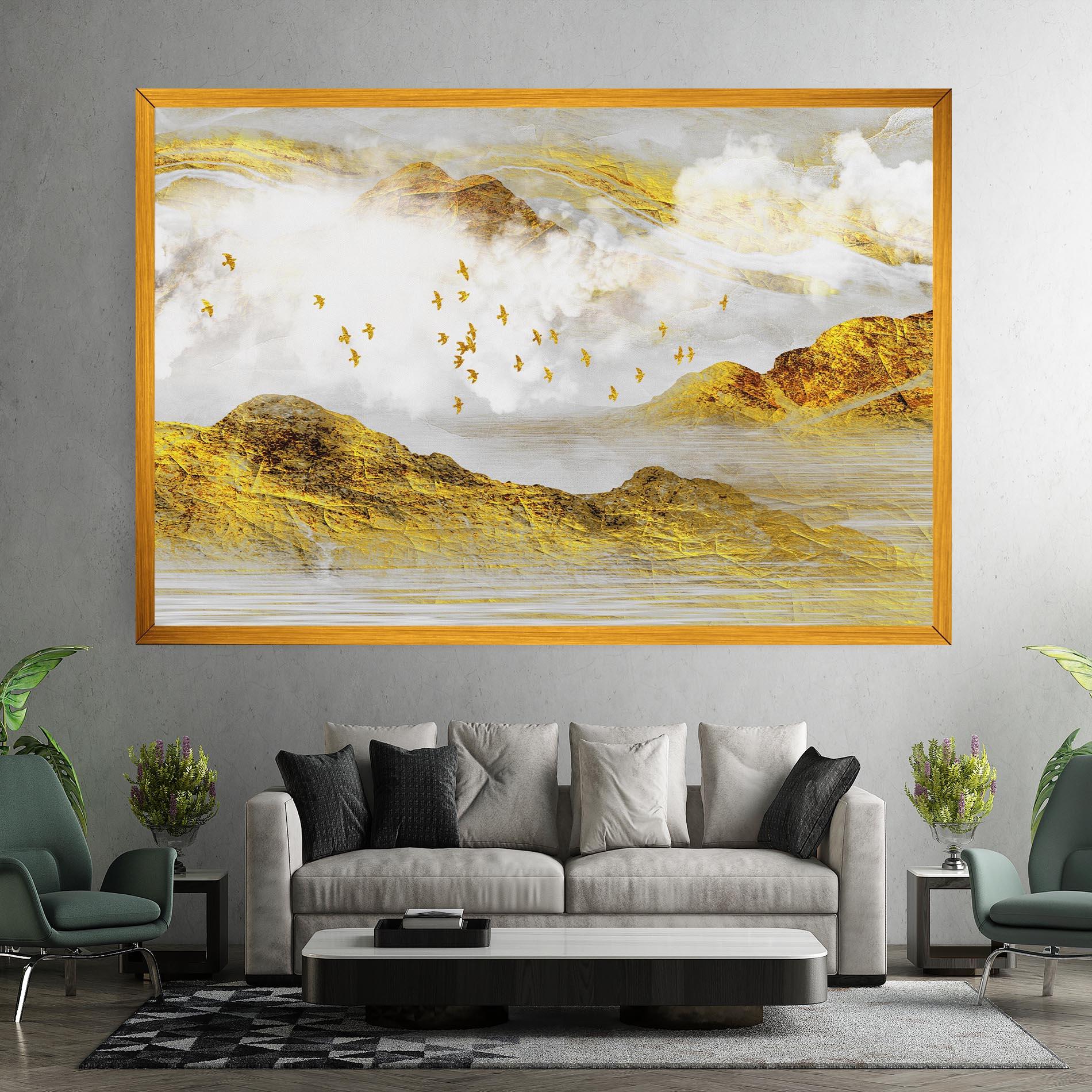 Leinwandbild Gold Mountains Abstract mockup 7