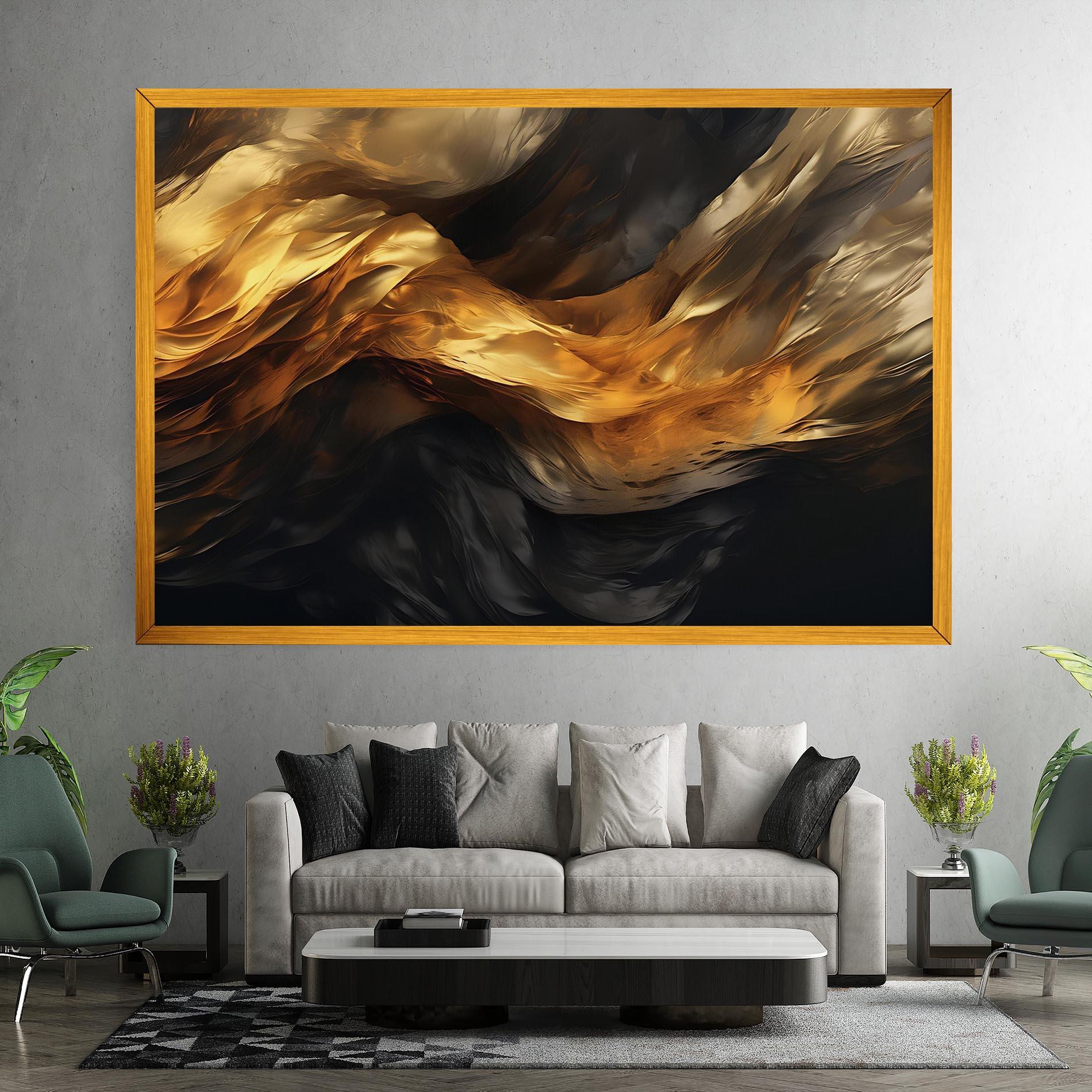 Leinwandbild Golden Waves With Black mockup 7