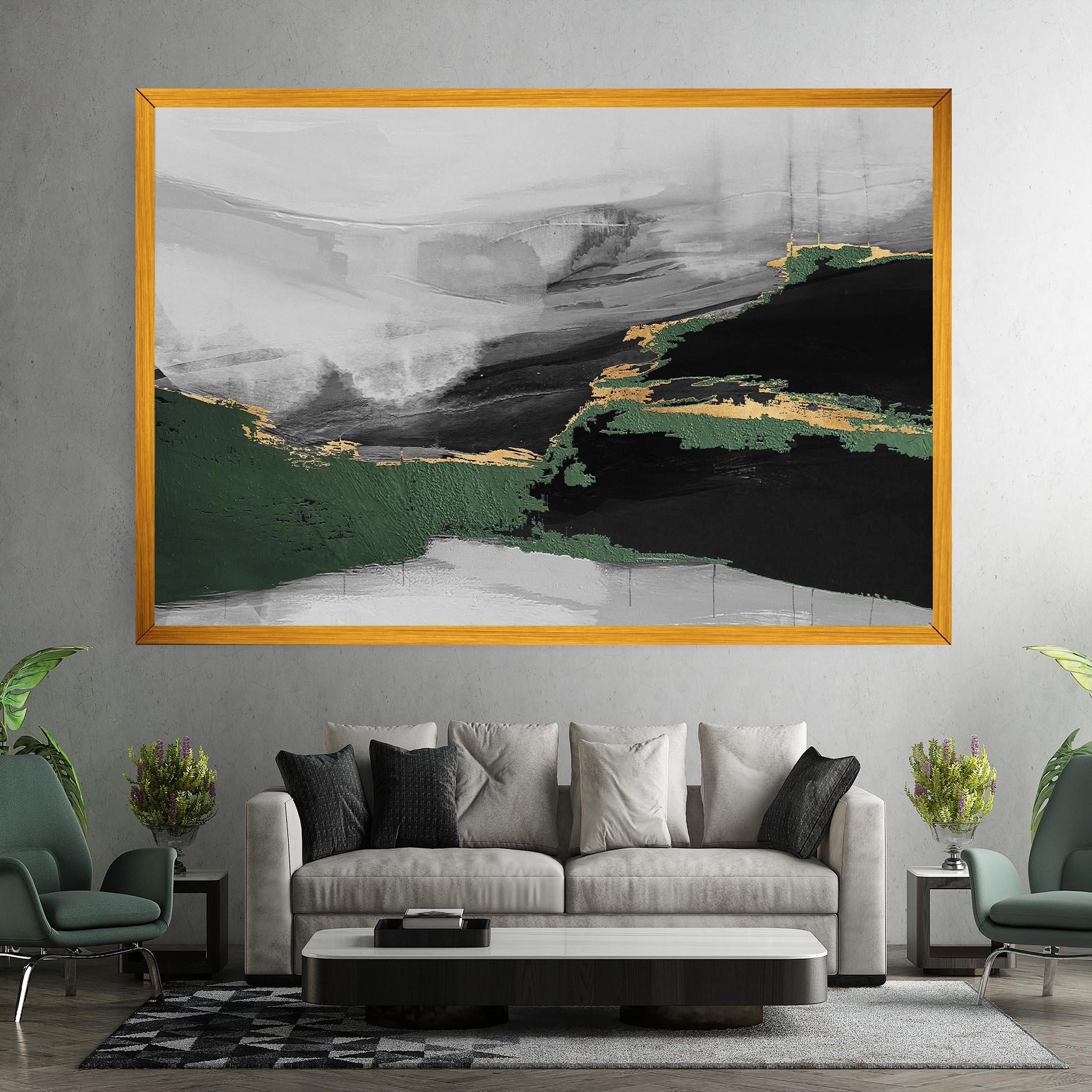 Leinwandbild Grey With Green Painting mockup 7