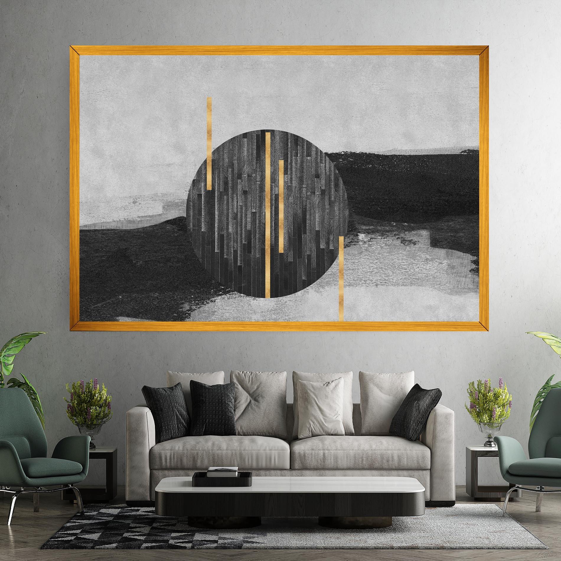 Leinwandbild Modern Circle With Gold mockup 7