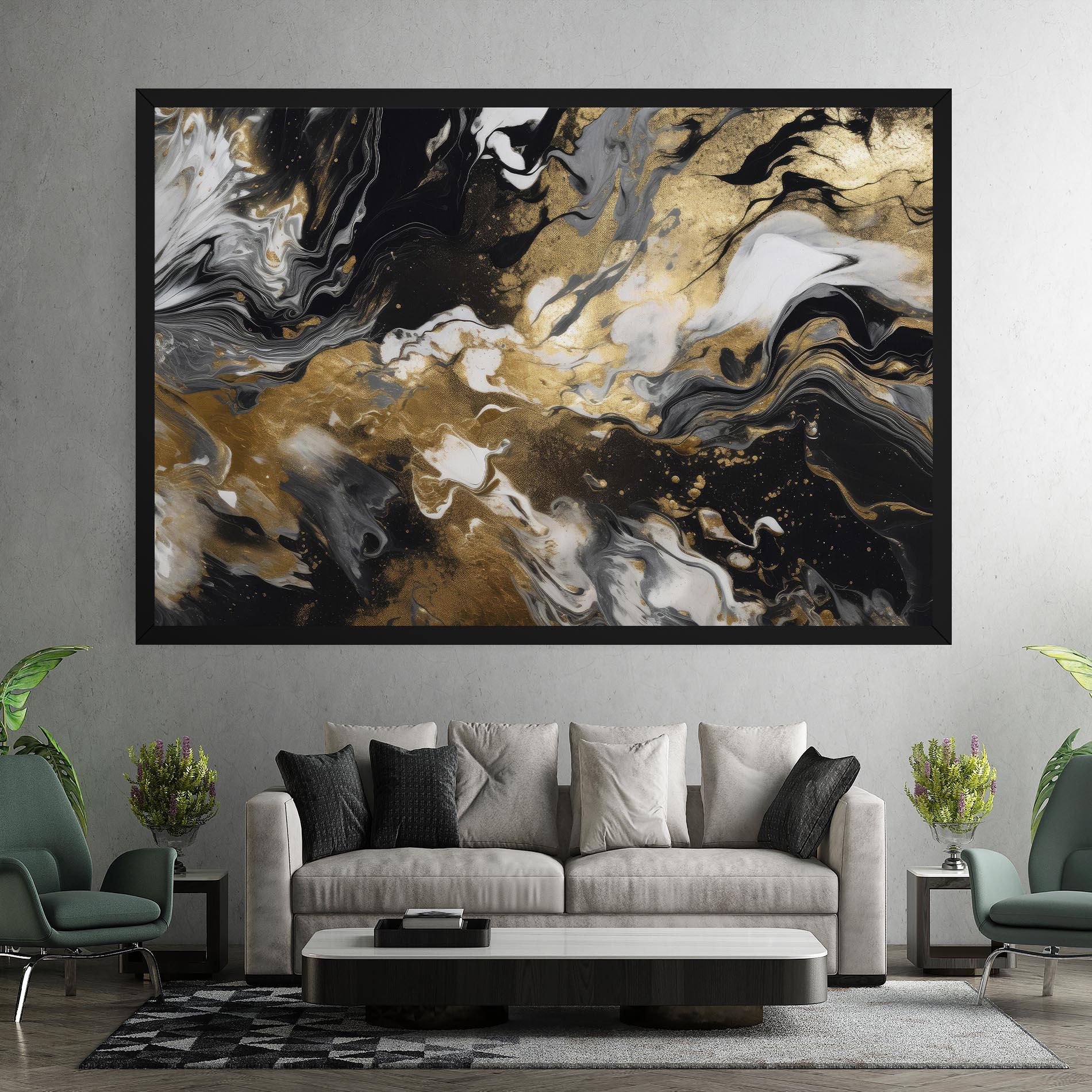 Leinwandbild Gold Acrylic Fluid mockup 7