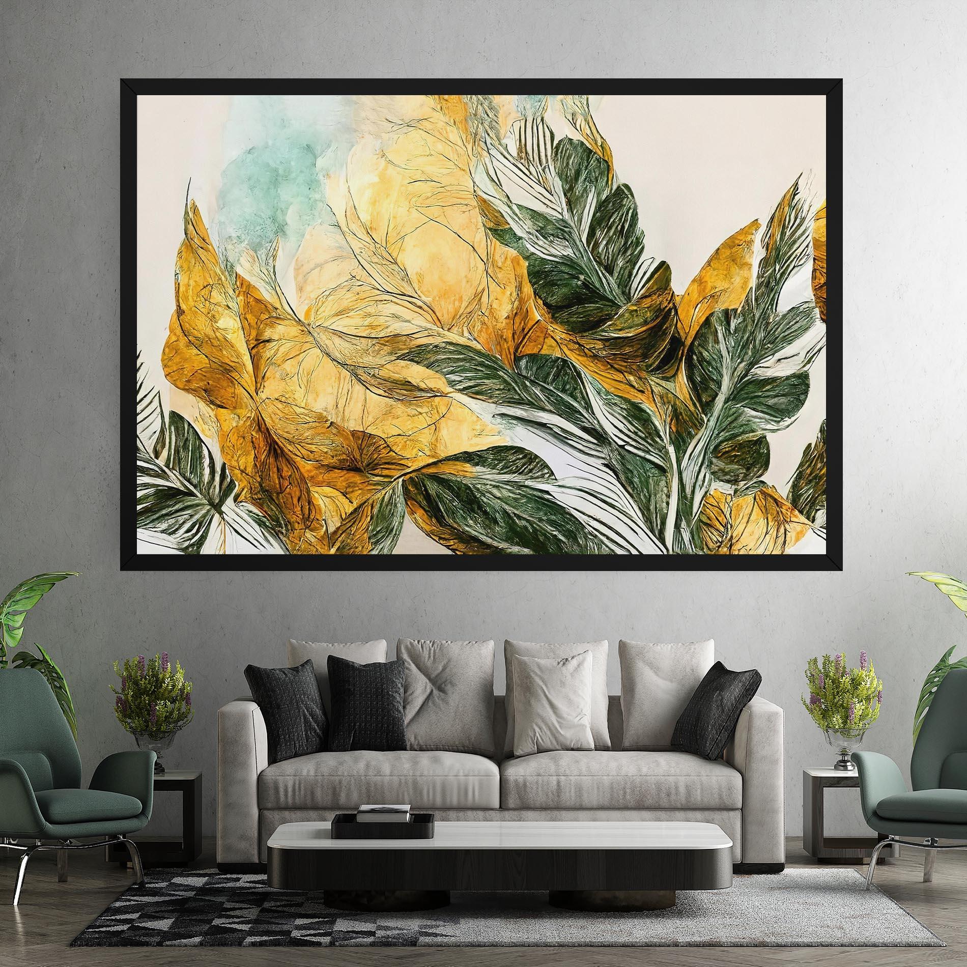 Leinwandbild Gold And Green Leafes mockup 7