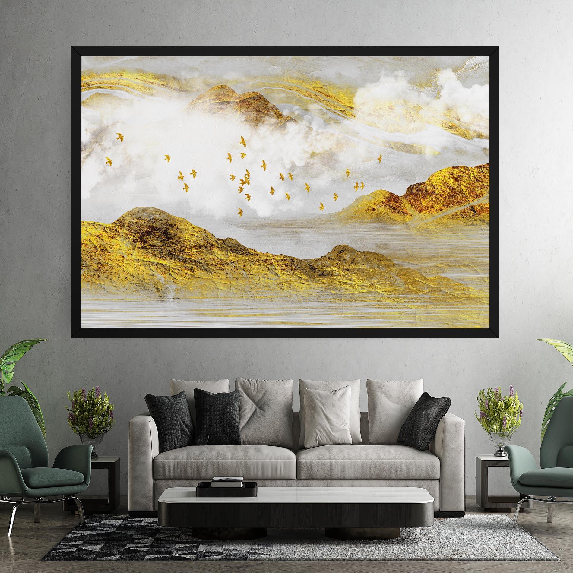 Leinwandbild Gold Mountains Abstract mockup 7