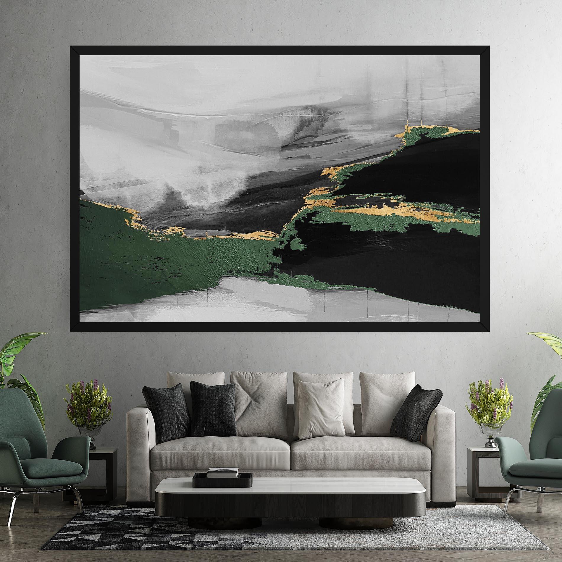 Leinwandbild Grey With Green Painting mockup 7