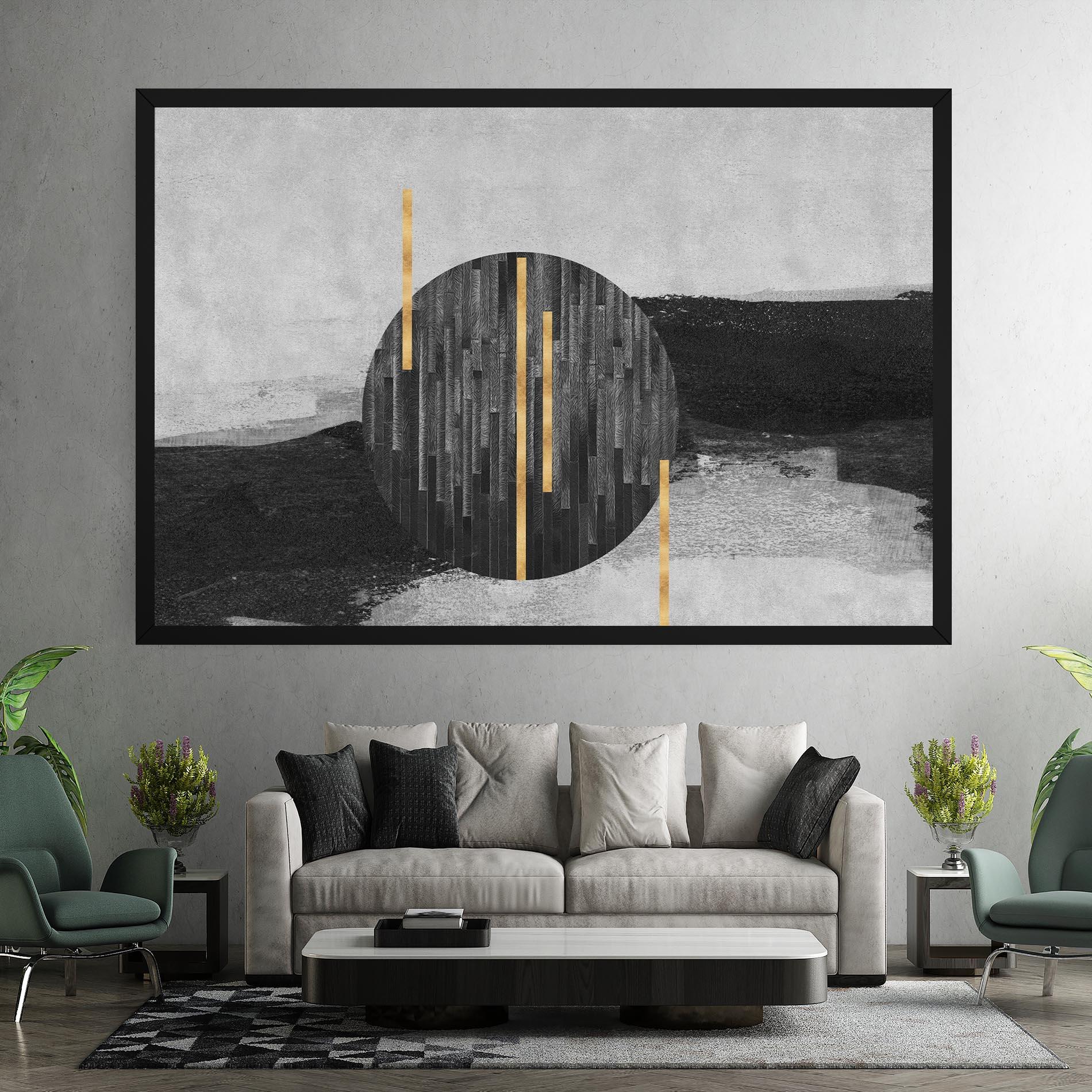 Leinwandbild Modern Circle With Gold mockup 7