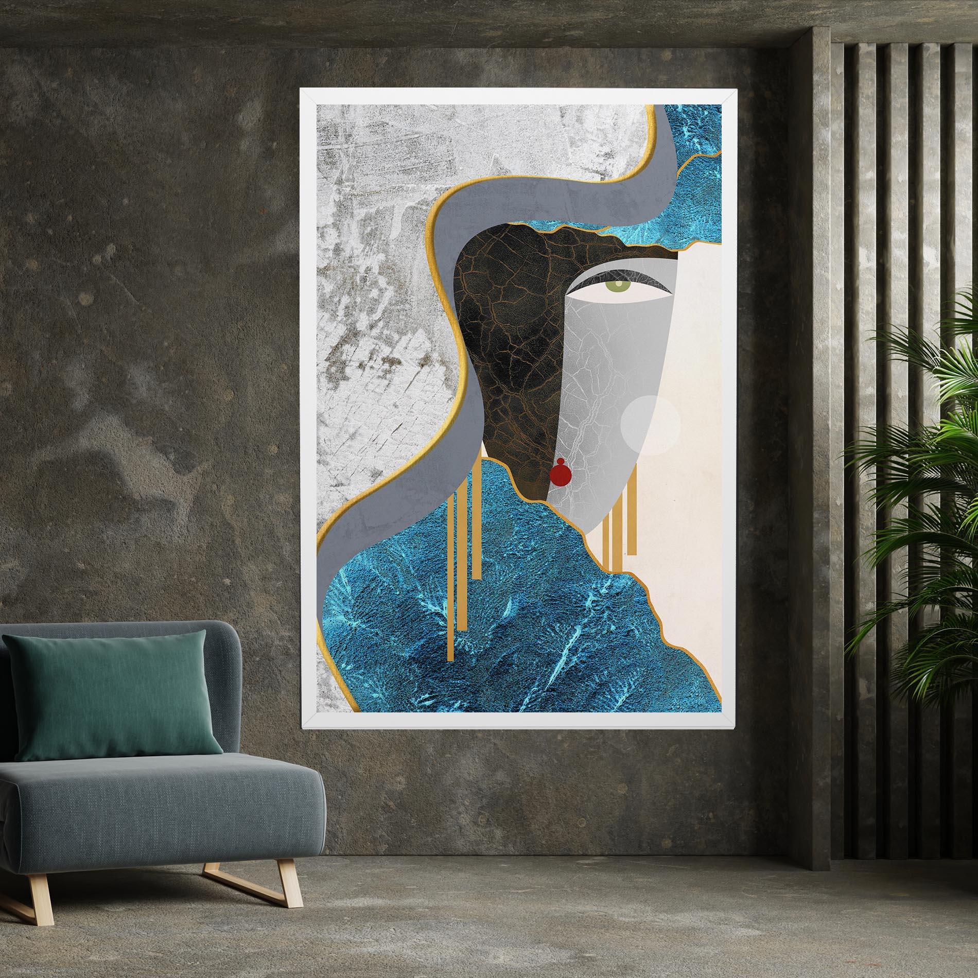 Leinwandbild Abstract Blue Face mockup 7