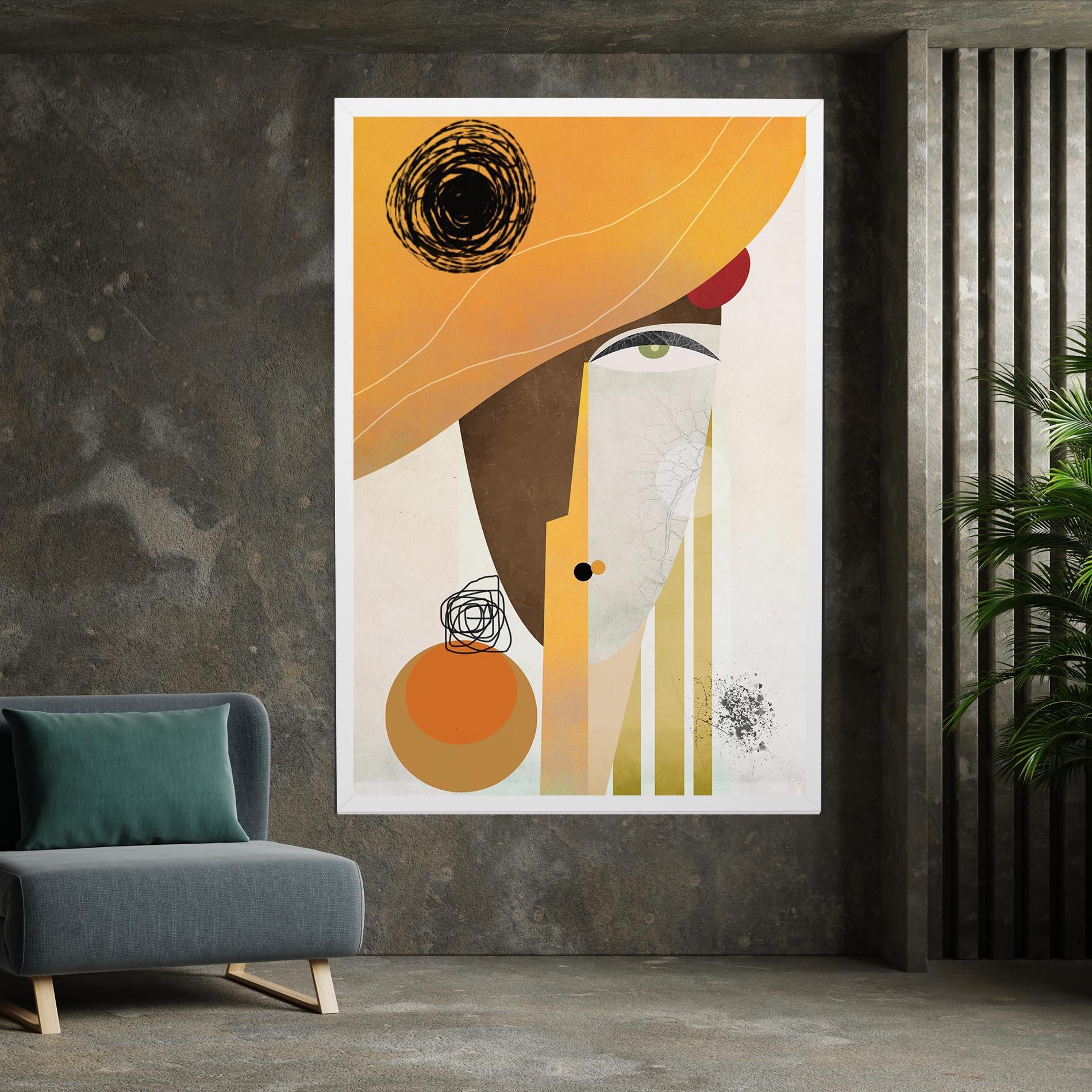 Leinwandbild Abstract Orange Face mockup 7