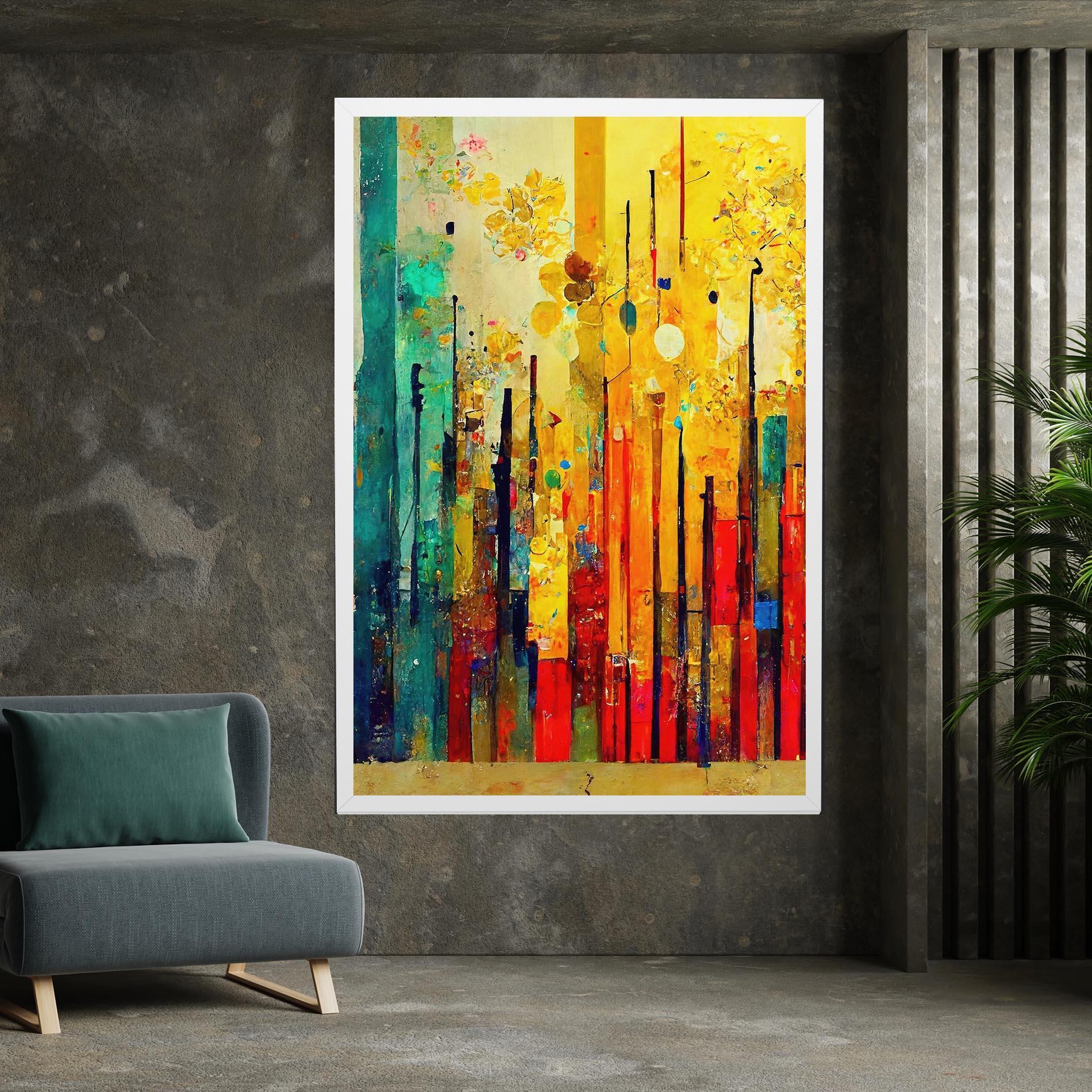 Leinwandbild Black Lines On Yellow Light mockup 7