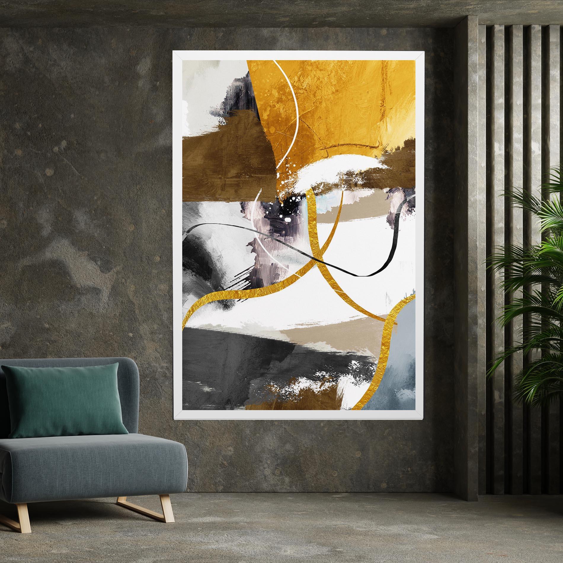 Leinwandbild Chaotic Golden Painting mockup 7