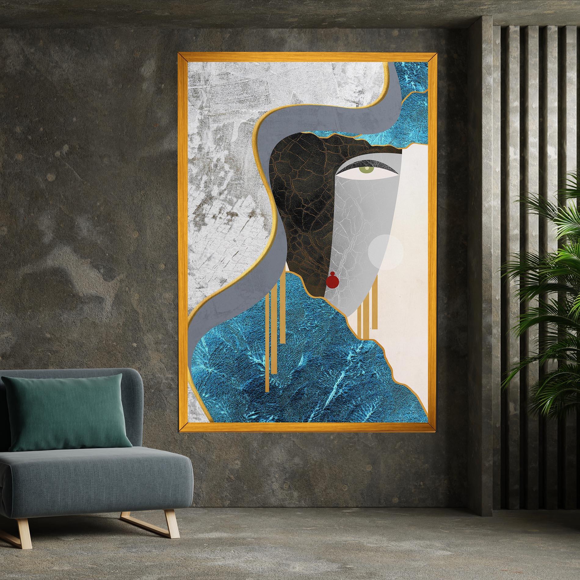 Leinwandbild Abstract Blue Face mockup 7