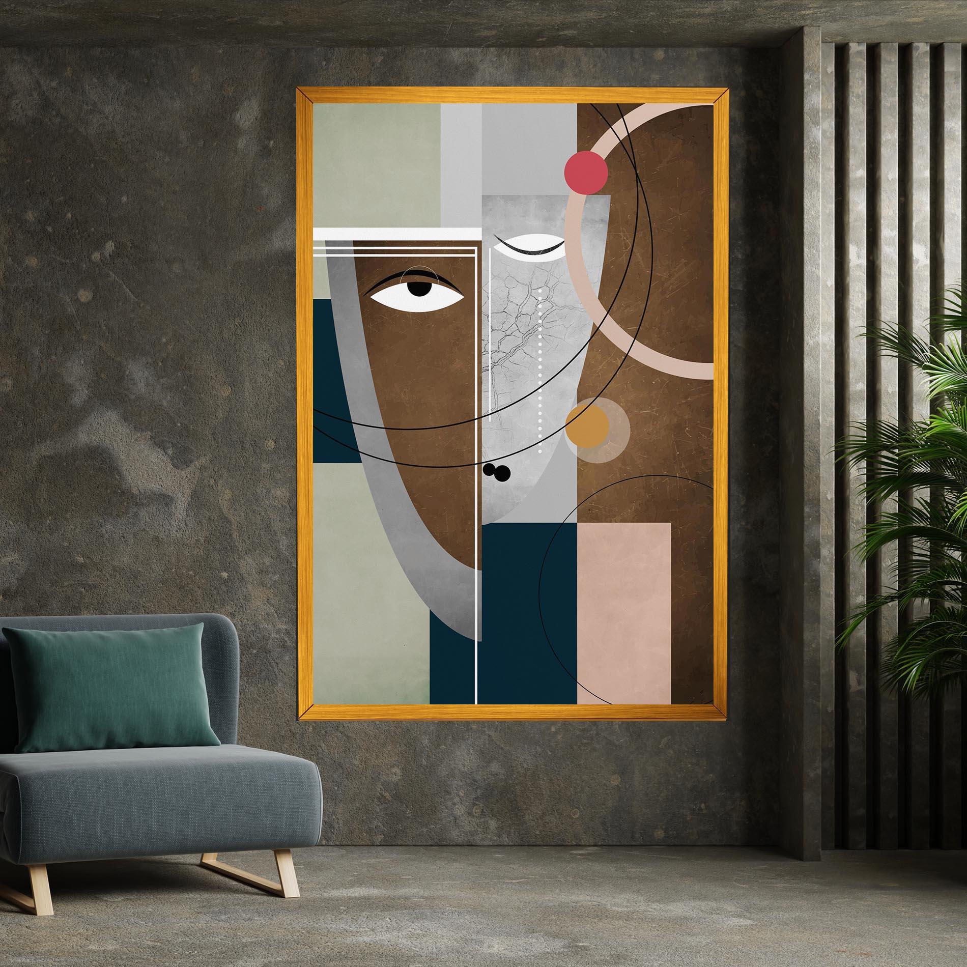 Leinwandbild Abstract Brown Face mockup 7