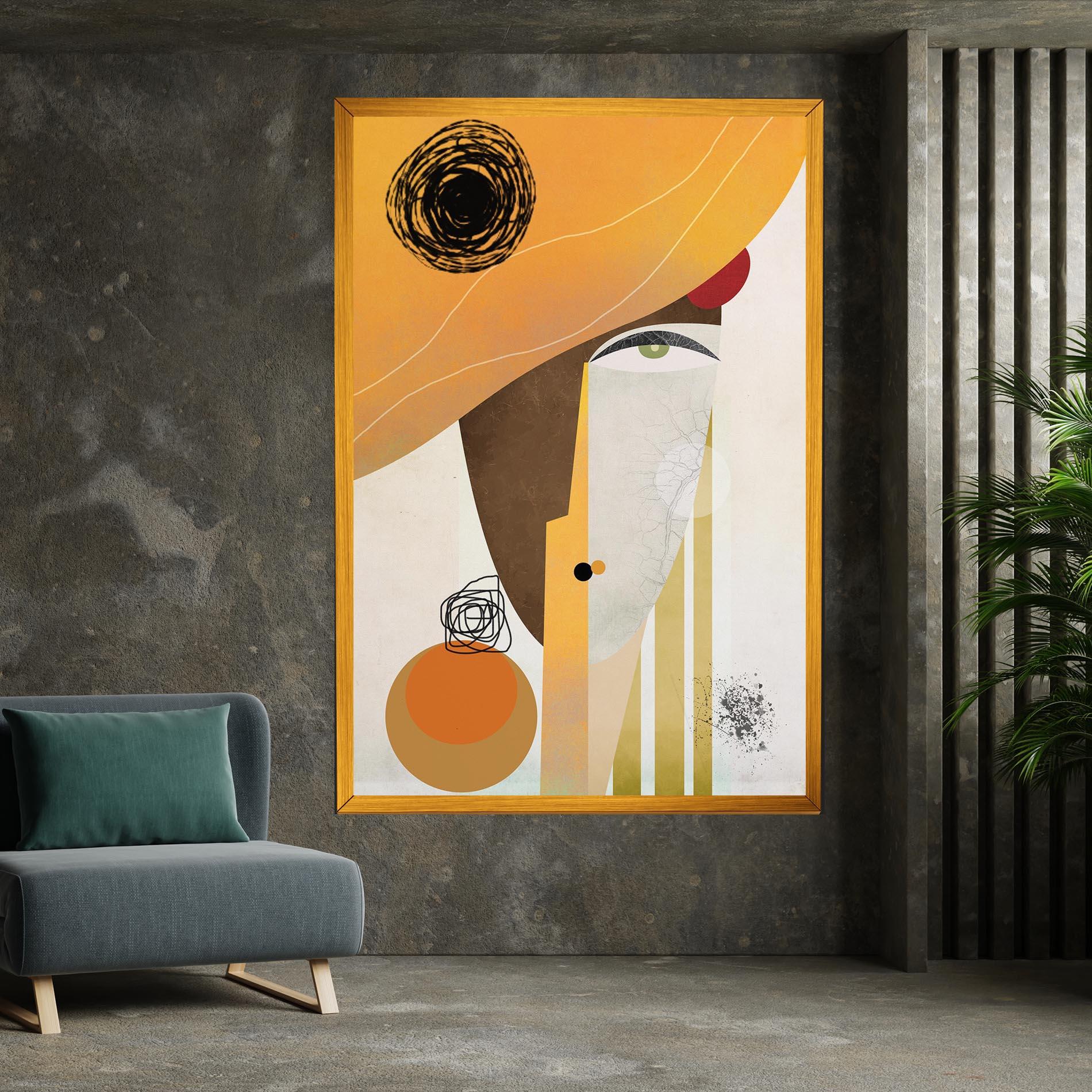 Leinwandbild Abstract Orange Face mockup 7