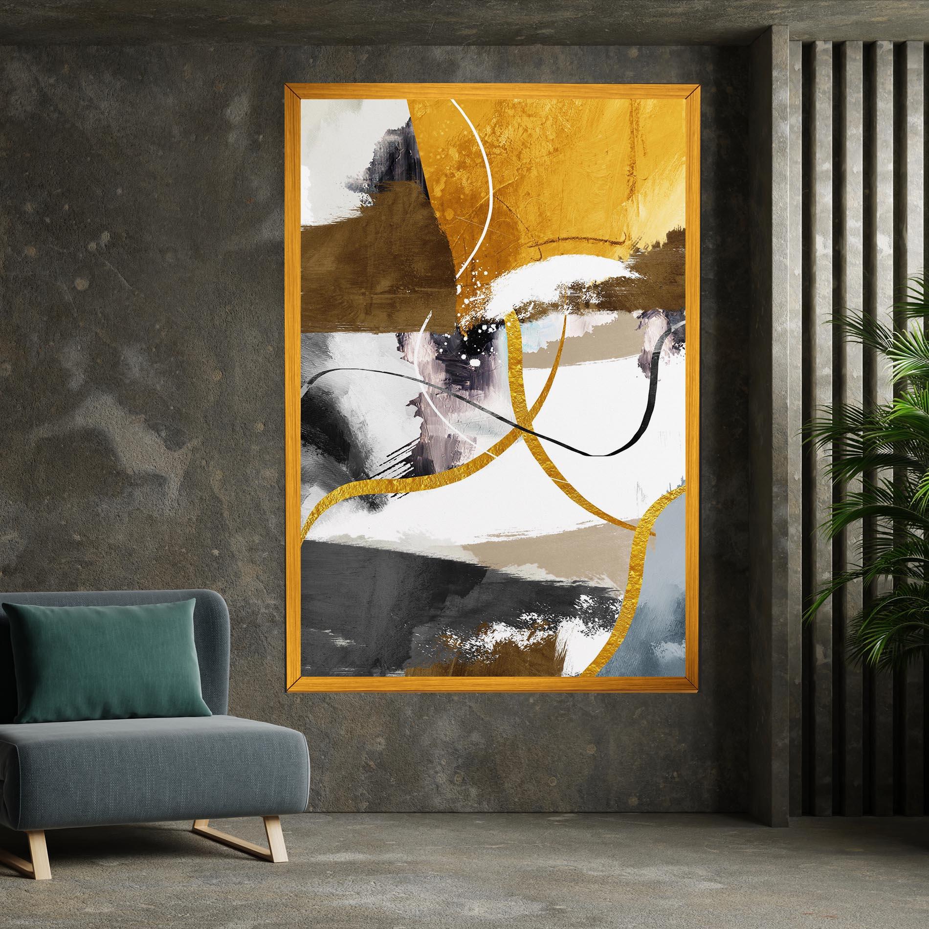Leinwandbild Chaotic Golden Painting mockup 7