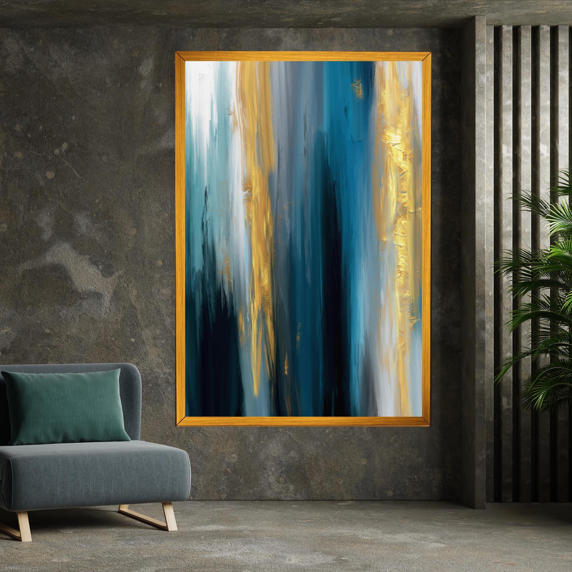 Leinwandbild Golden Black Blue Art mockup 7