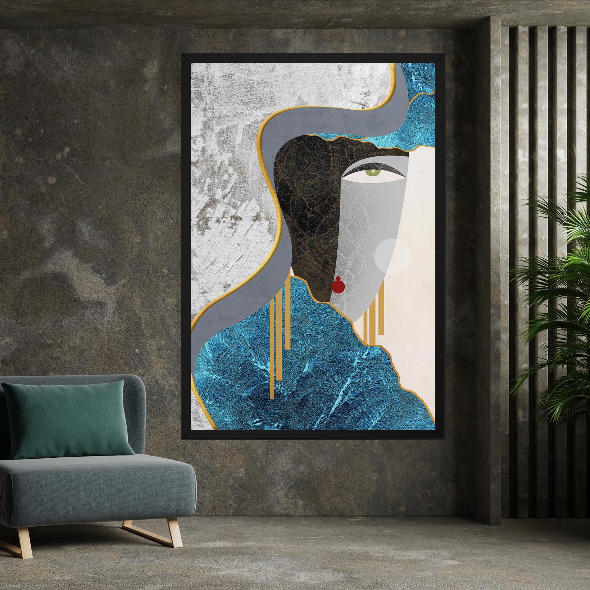 Leinwandbild Abstract Blue Face mockup 7