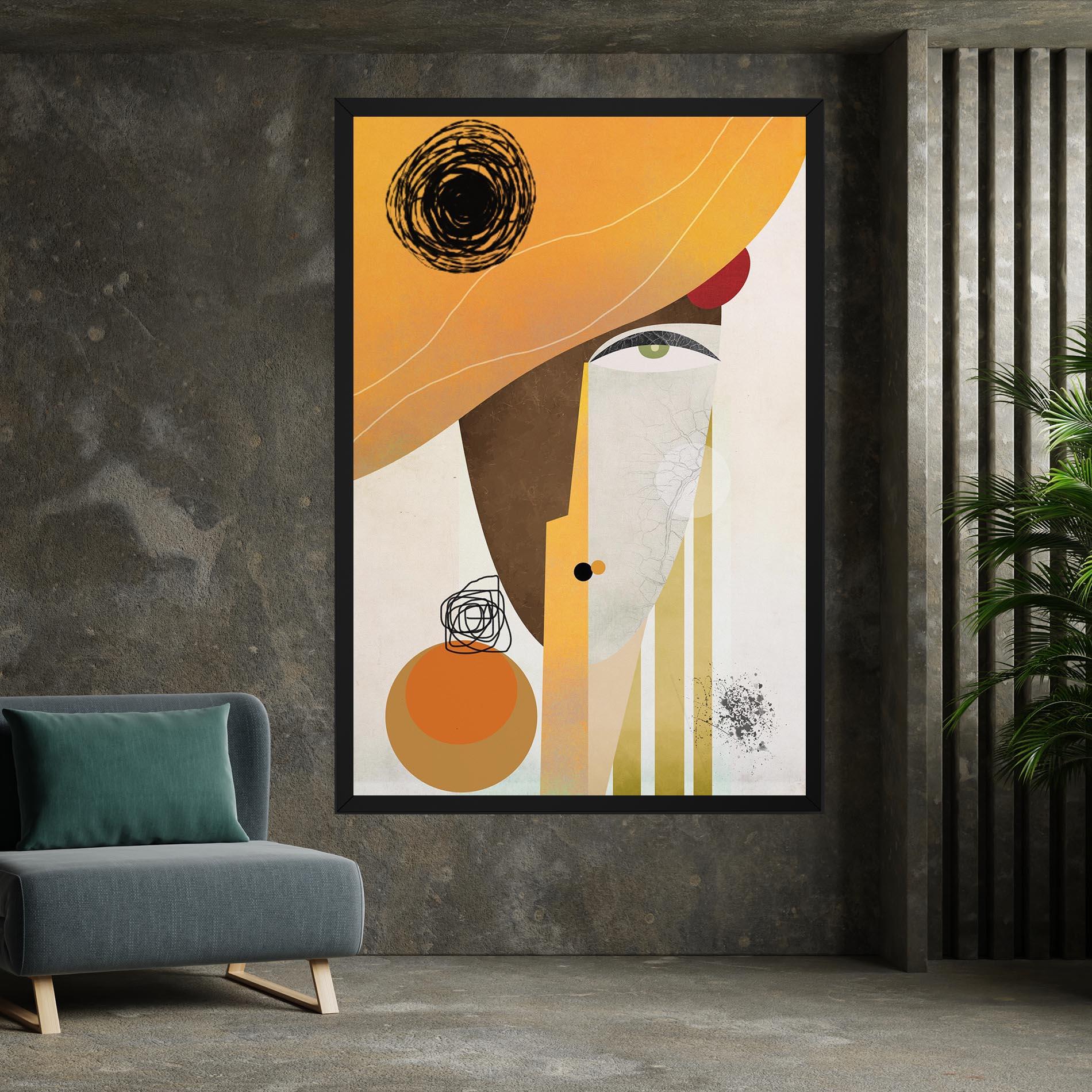 Leinwandbild Abstract Orange Face mockup 7