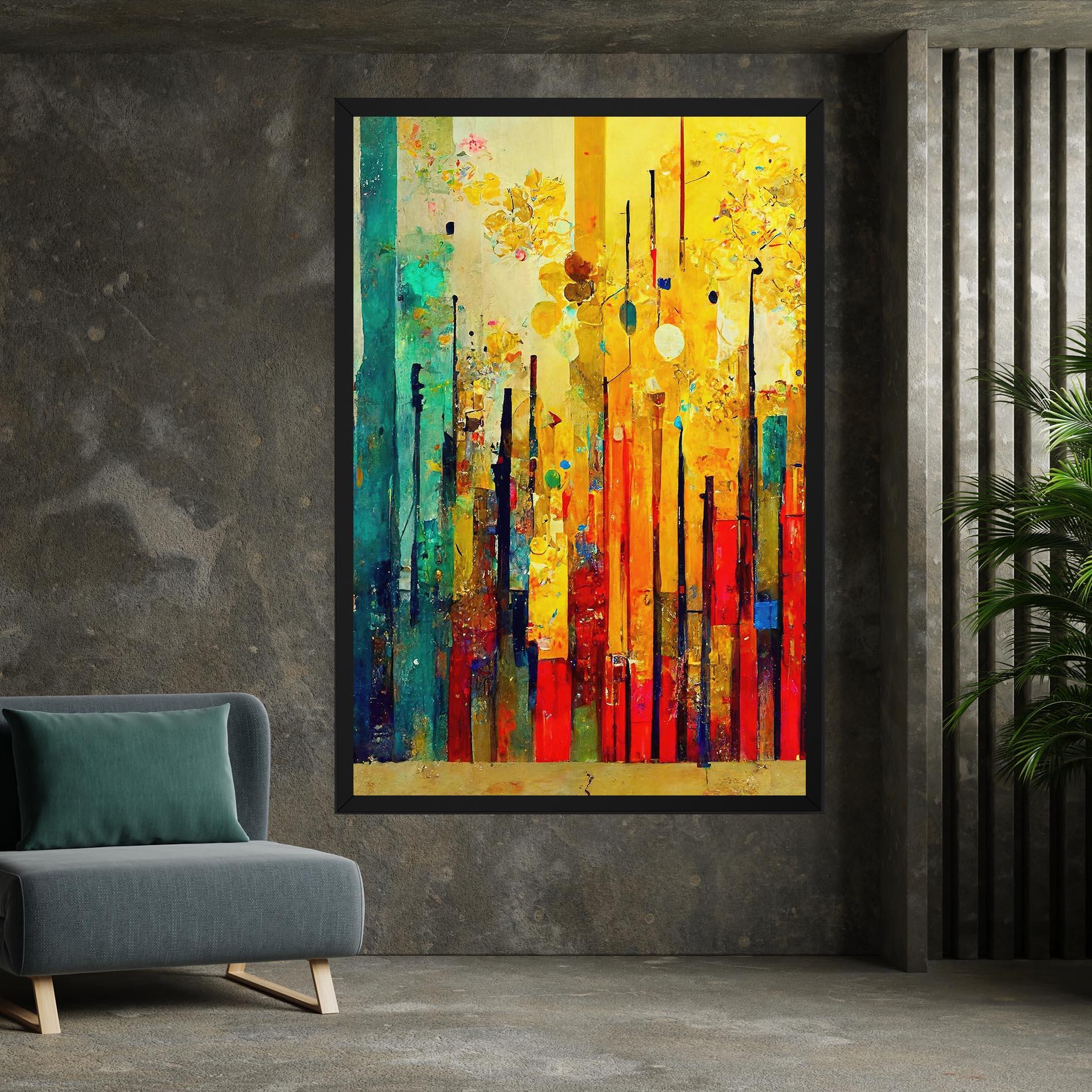 Leinwandbild Black Lines On Yellow Light mockup 7