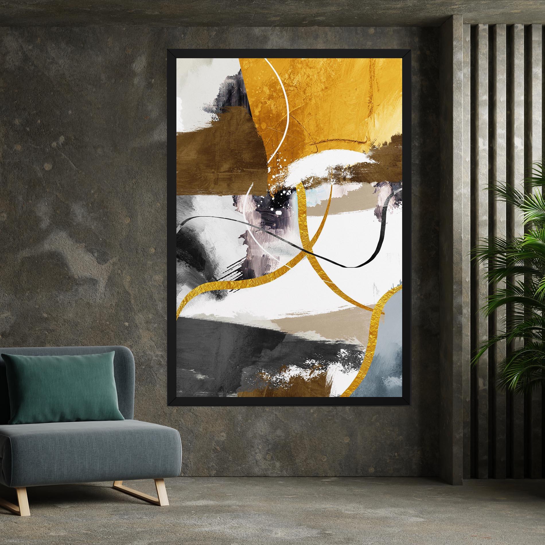 Leinwandbild Chaotic Golden Painting mockup 7