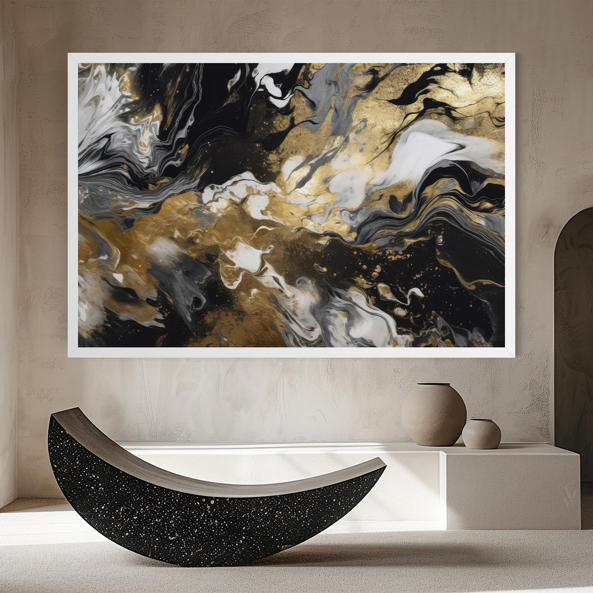 Leinwandbild Gold Acrylic Fluid mockup 8