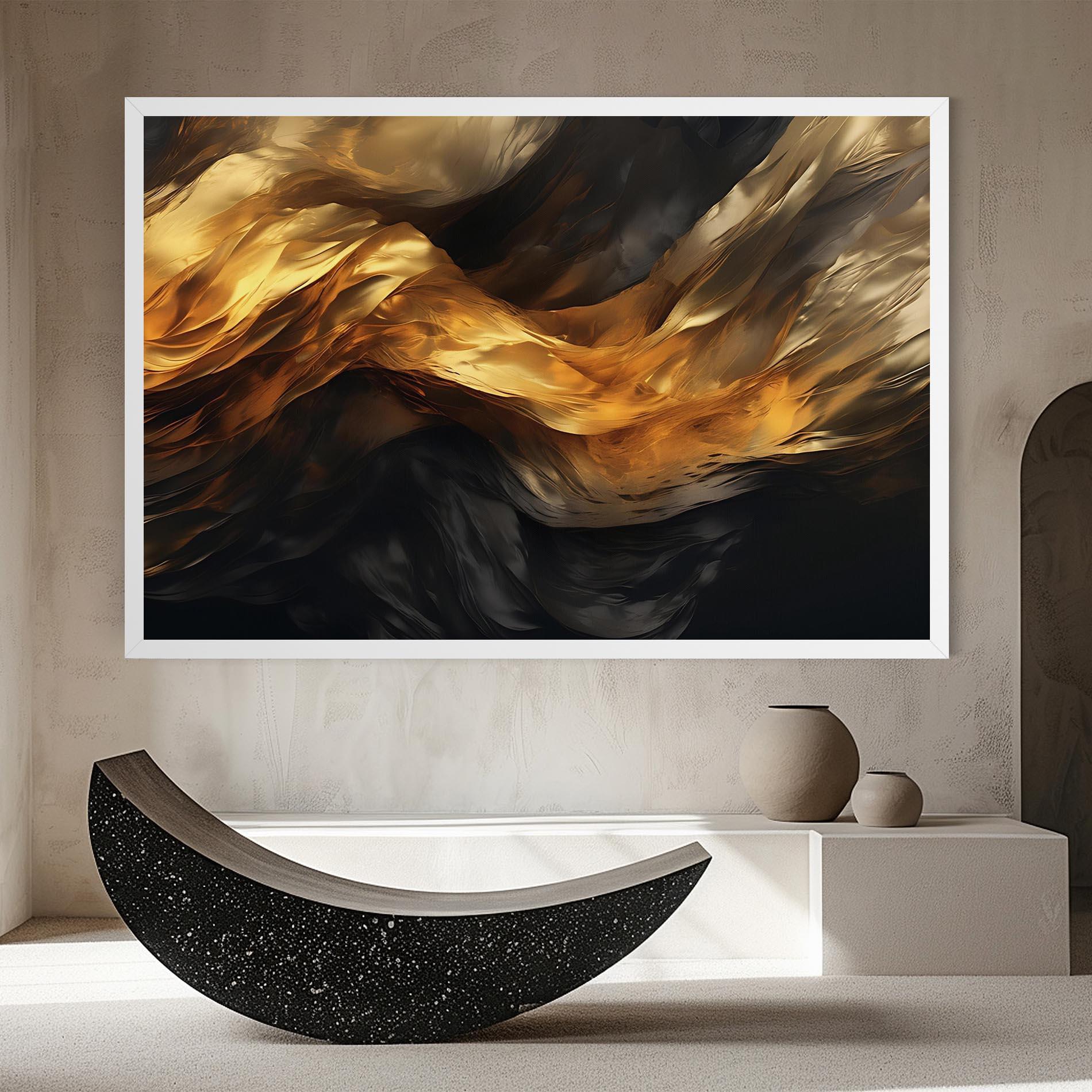 Leinwandbild Golden Waves With Black mockup 8