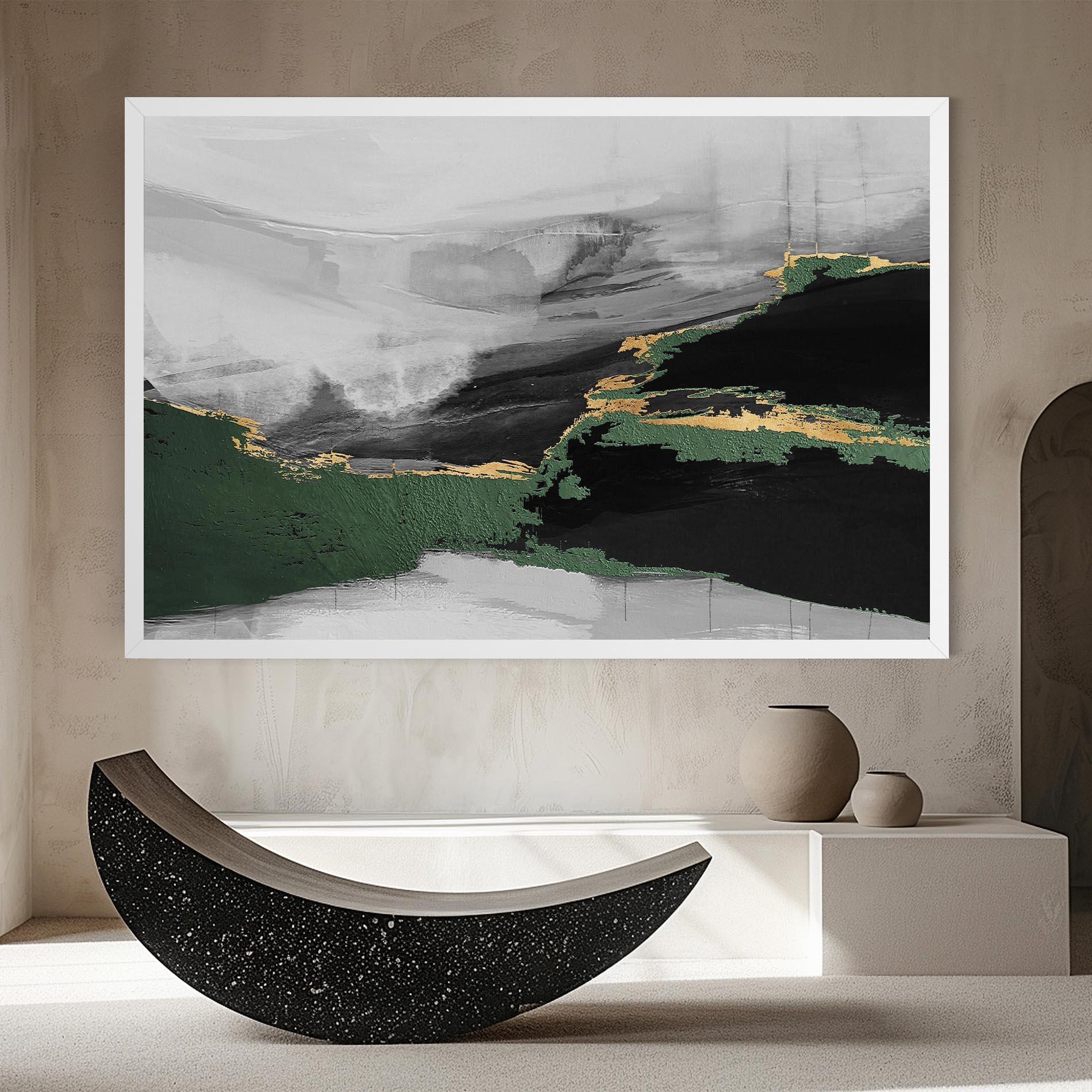 Leinwandbild Grey With Green Painting mockup 8