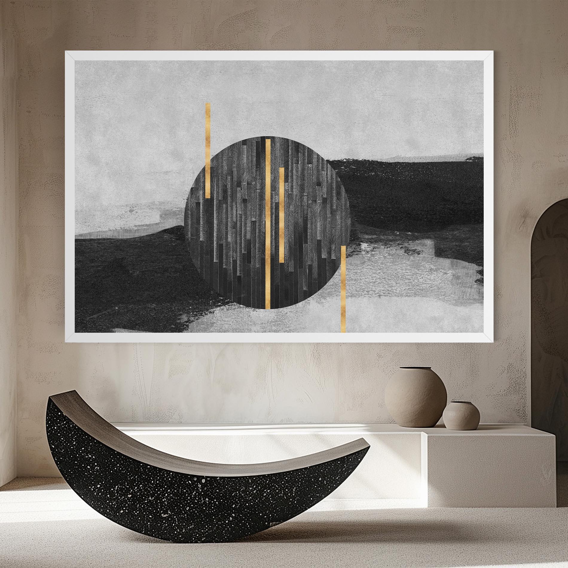 Leinwandbild Modern Circle With Gold mockup 8