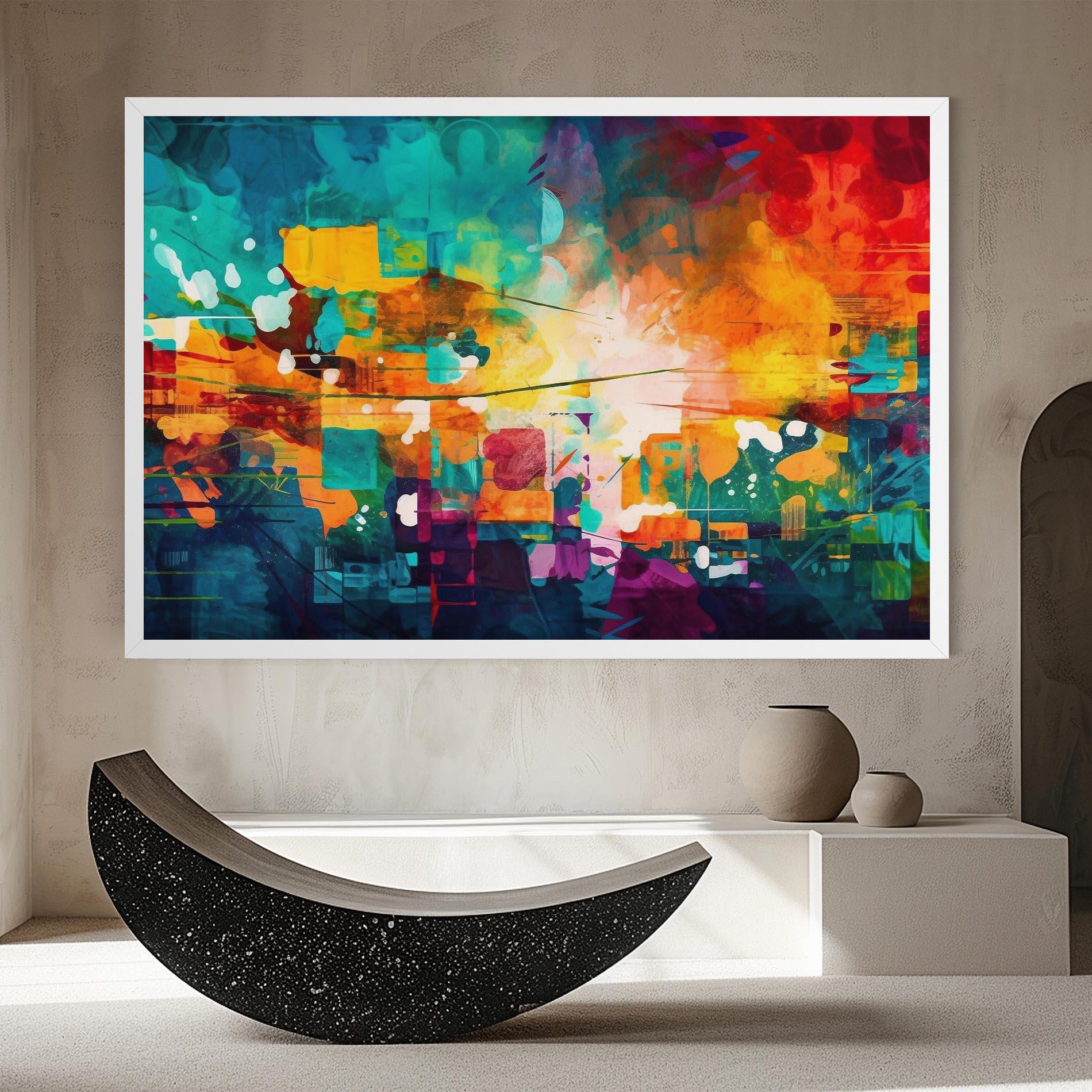 Leinwandbild Vibrant Colors On Blue Background mockup 8